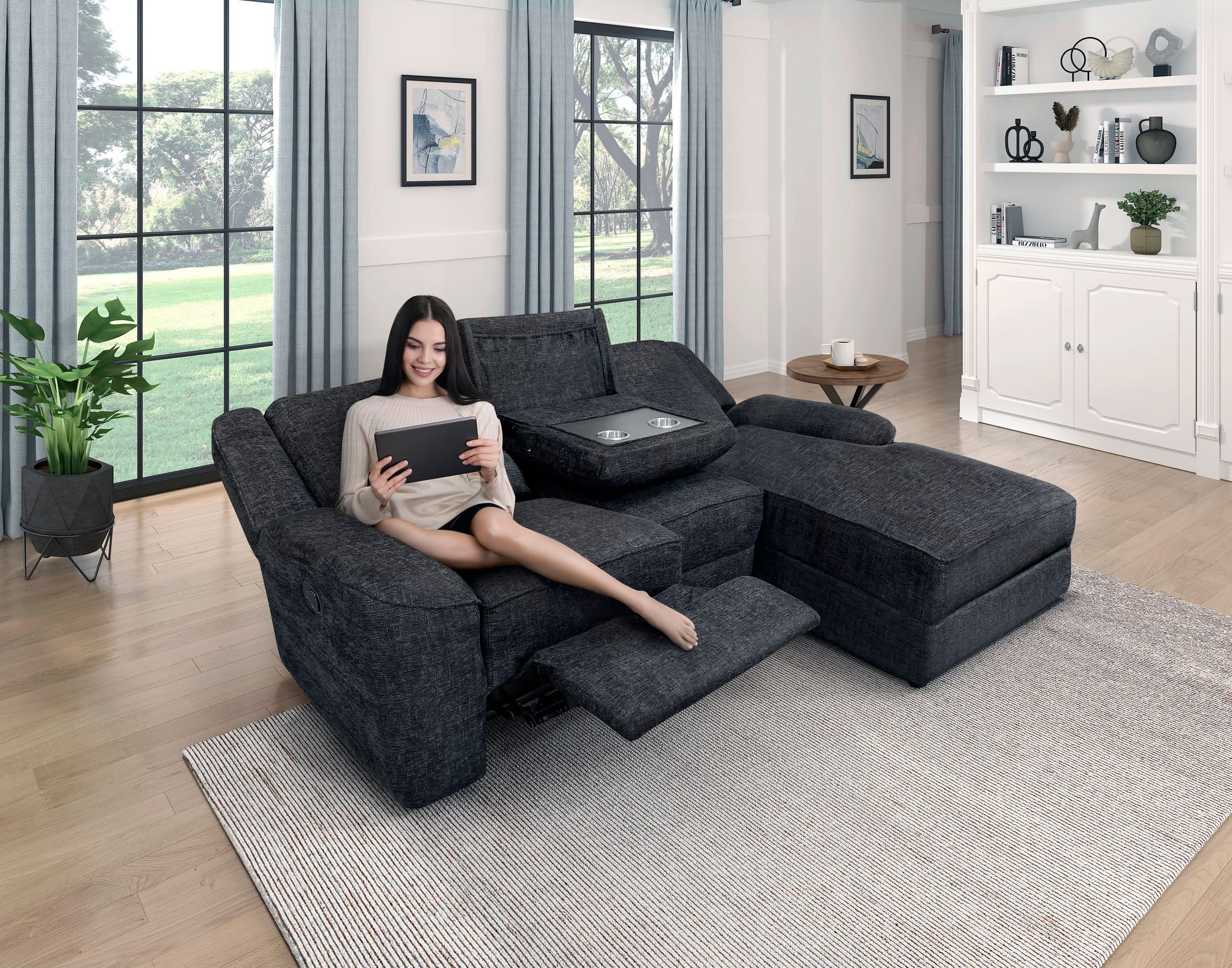 Monterey Chenille 2‑Piece Reclining Sectional with Right Chaise