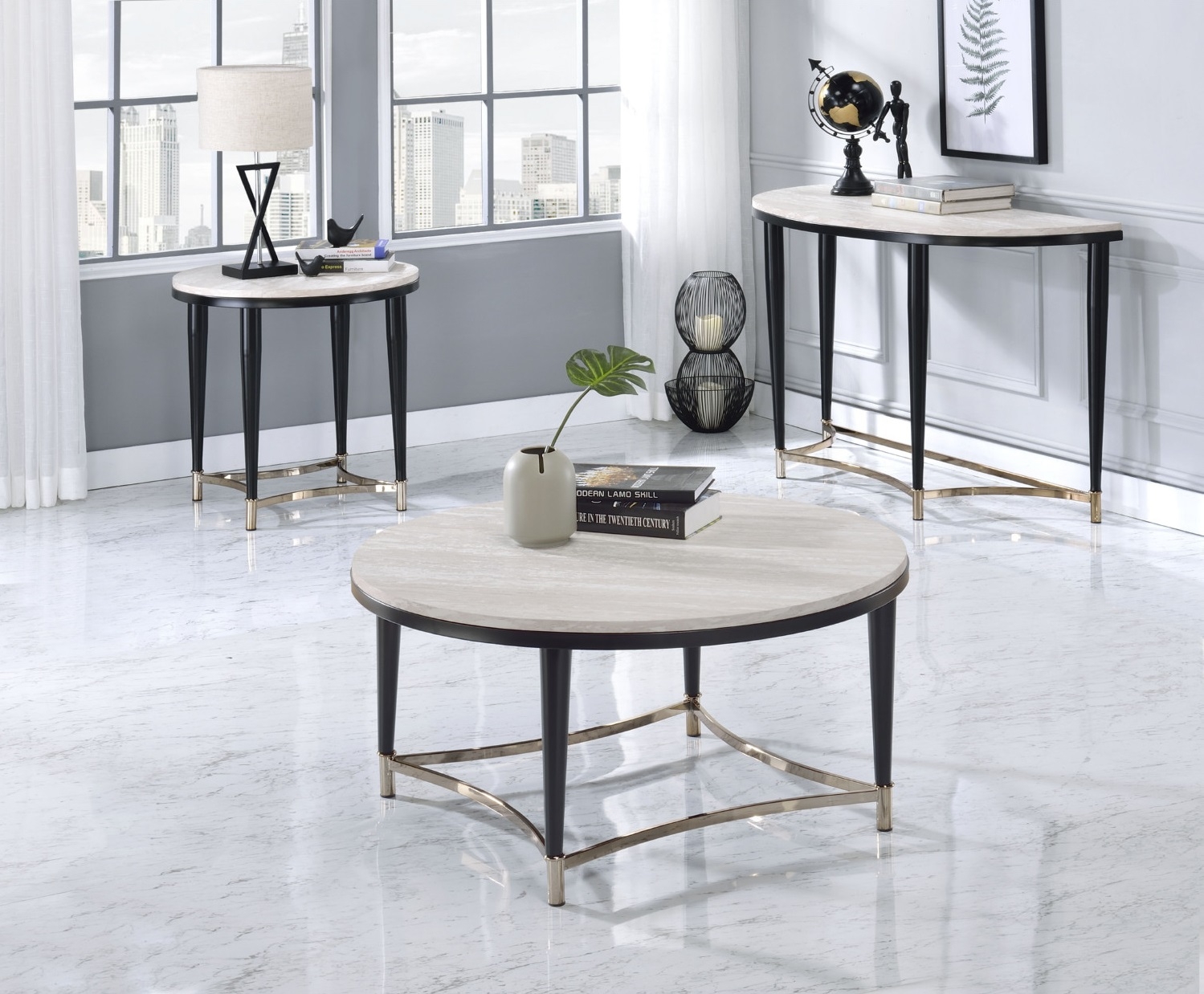 Ayser Wood/Metal Round End Table