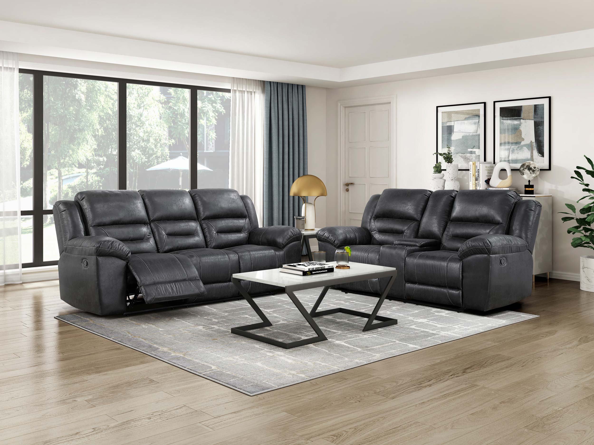 Hazen Microfiber Double Reclining Sofa