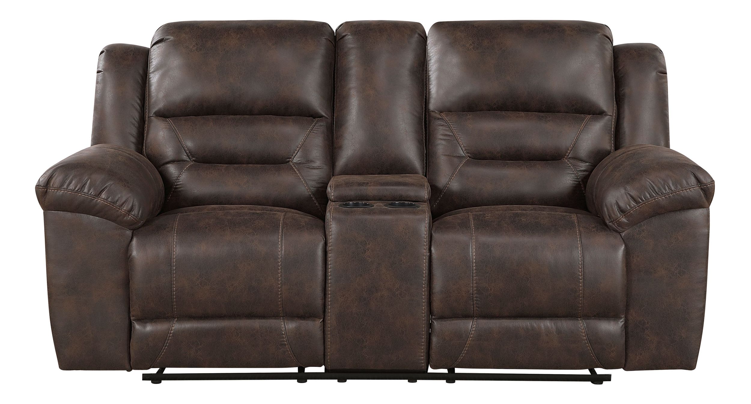 Hazen Microfiber Double Reclining Loveseat with Center Console