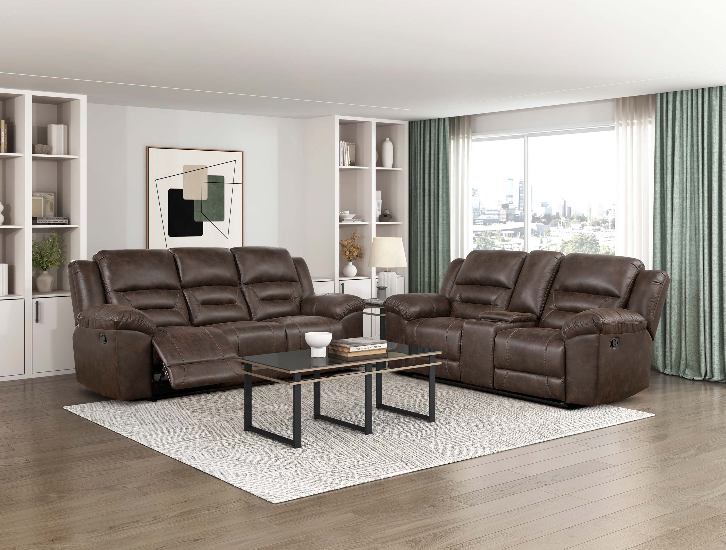 Hazen Microfiber Double Reclining Sofa