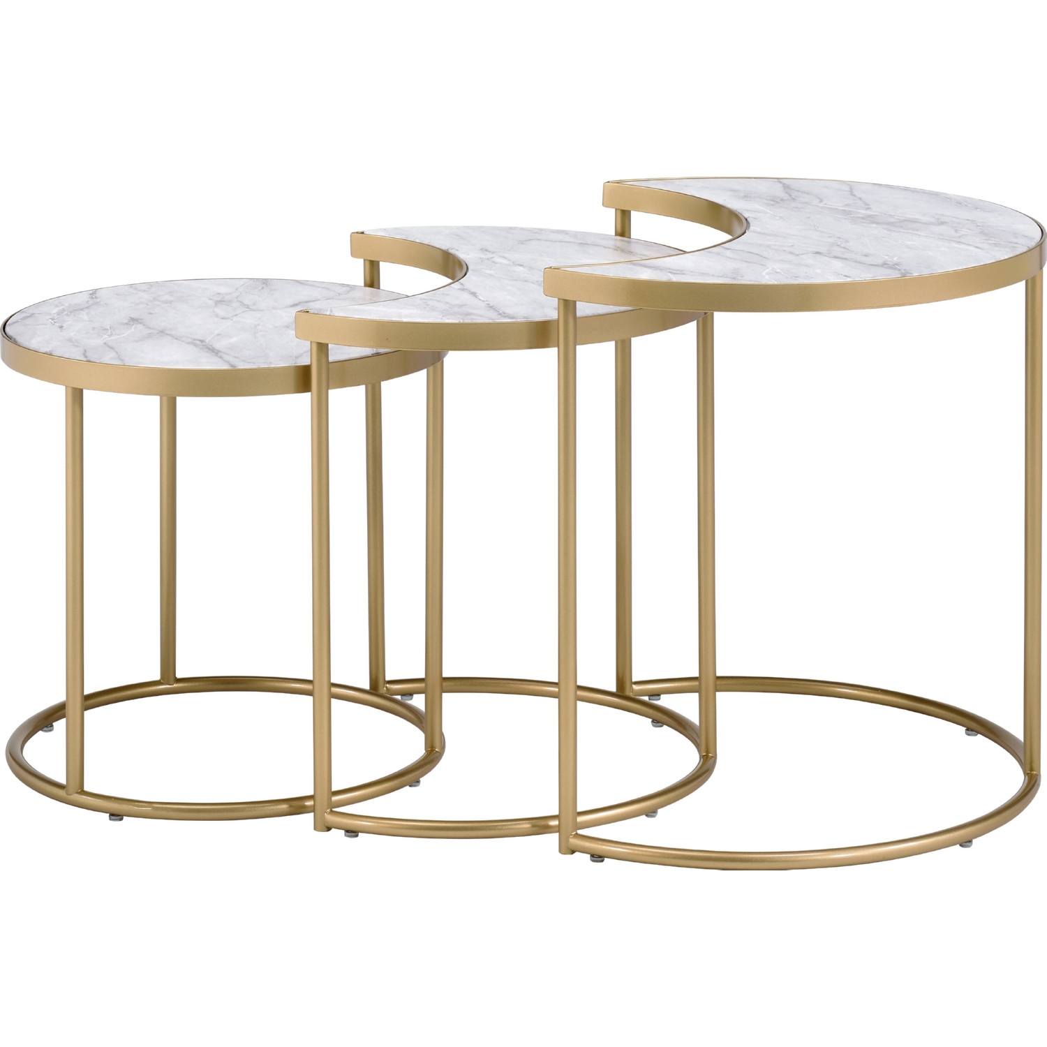 Anpay 3-Piece Faux Marble/Metal Nesting Coffee Table Set