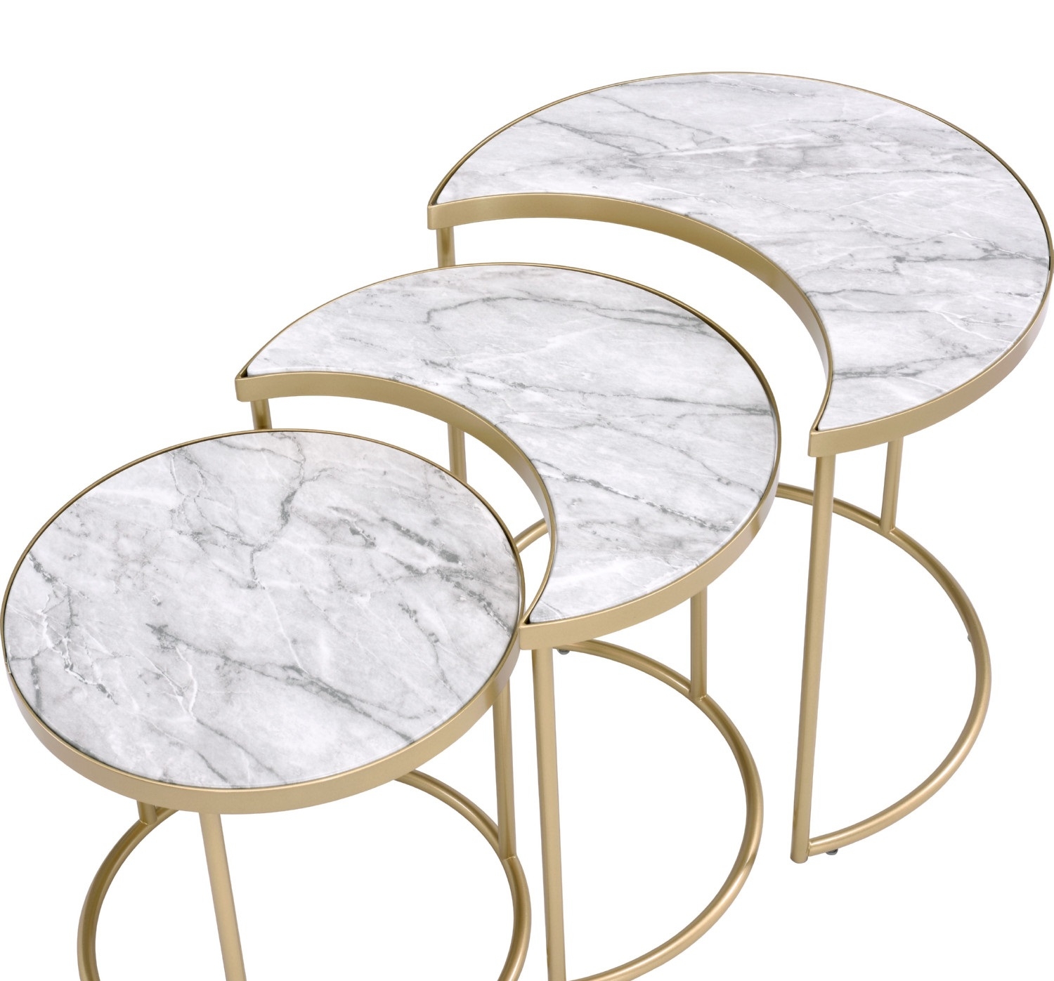 Anpay 3-Piece Faux Marble/Metal Nesting Coffee Table Set