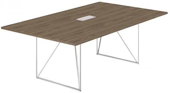 Air Rectangular Meeting Table w/Metal Frame & Grommet for 8 Persons