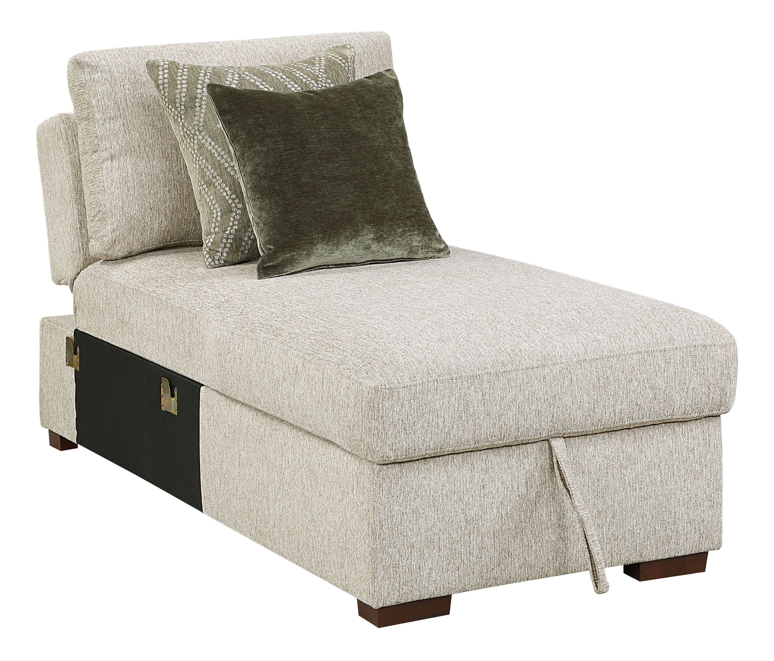Isla Microfiber Convertible Modular Chaise Lounge with Arms & Hidden Storage