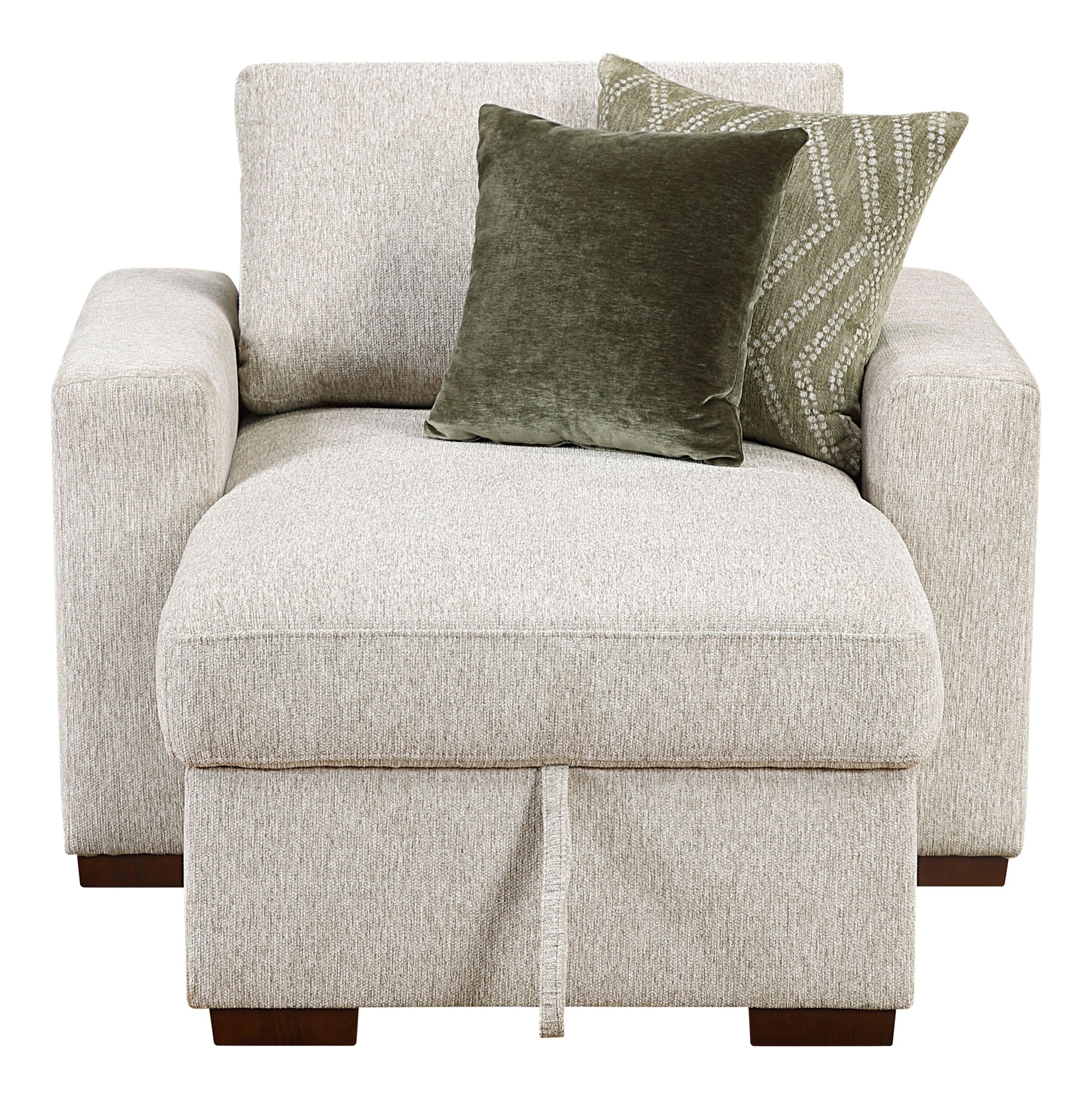 Isla Microfiber Convertible Modular Chaise Lounge with Arms & Hidden Storage
