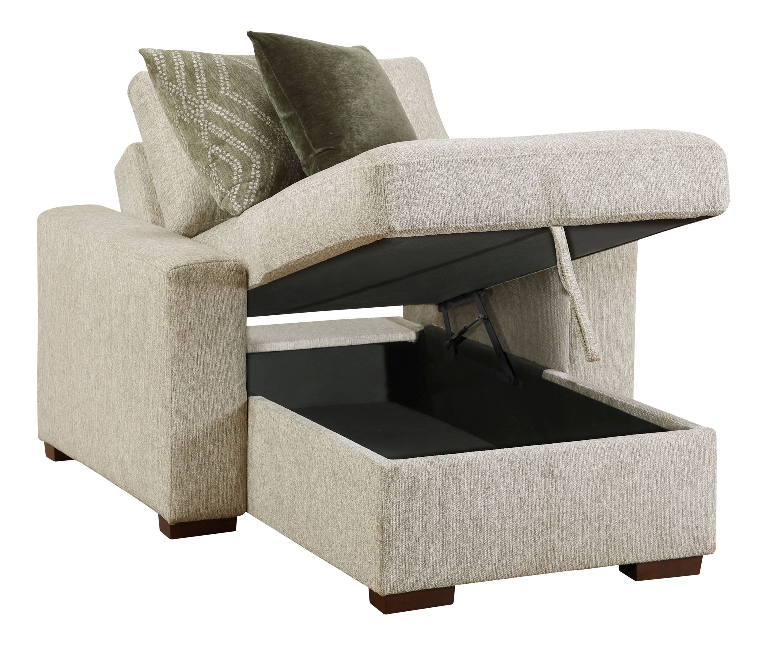 Isla Microfiber Convertible Modular Chaise Lounge with Arms & Hidden Storage
