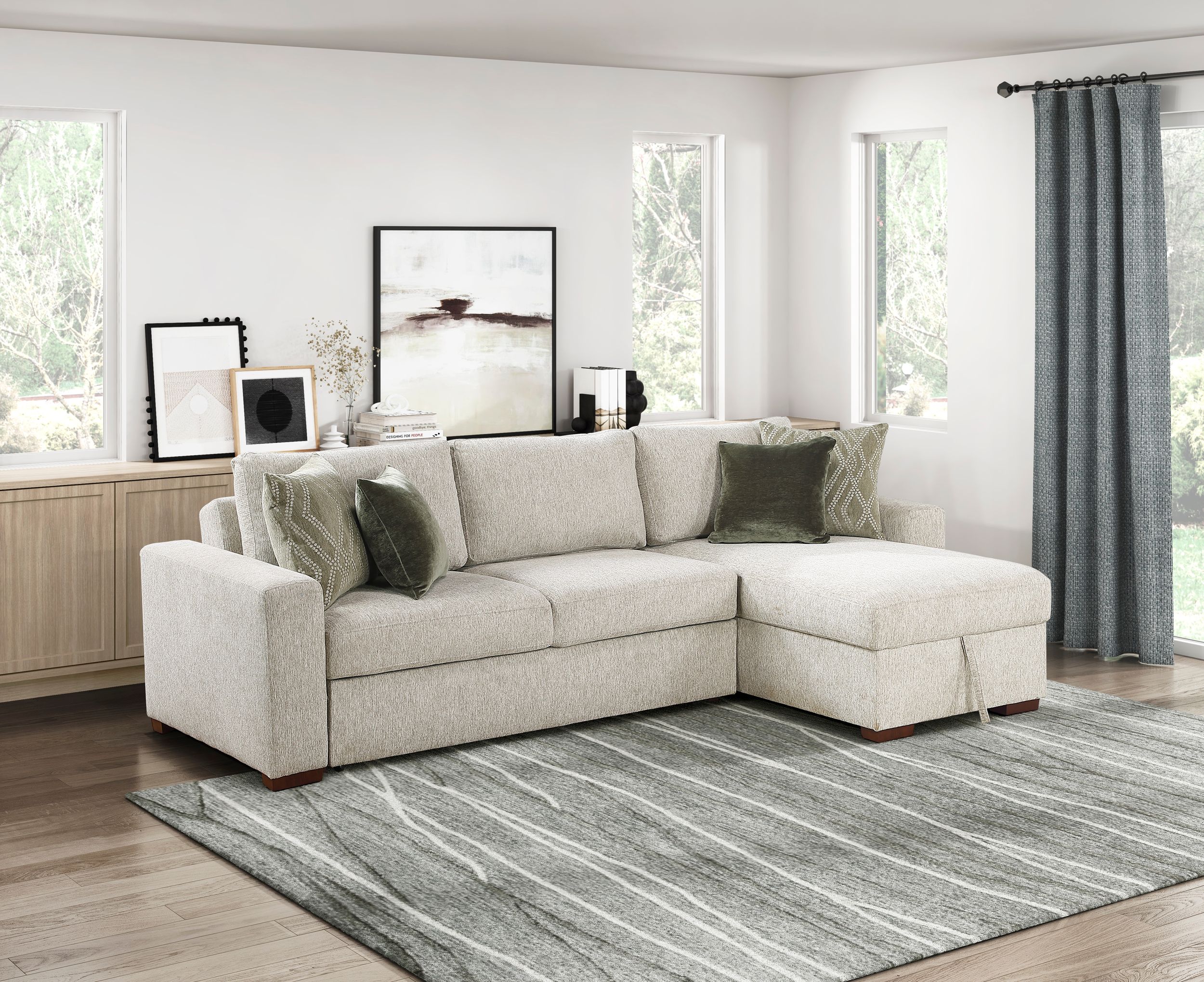 Isla L-Shaped Microfiber 3-Piece Modular Sectional with Pull-out Bed