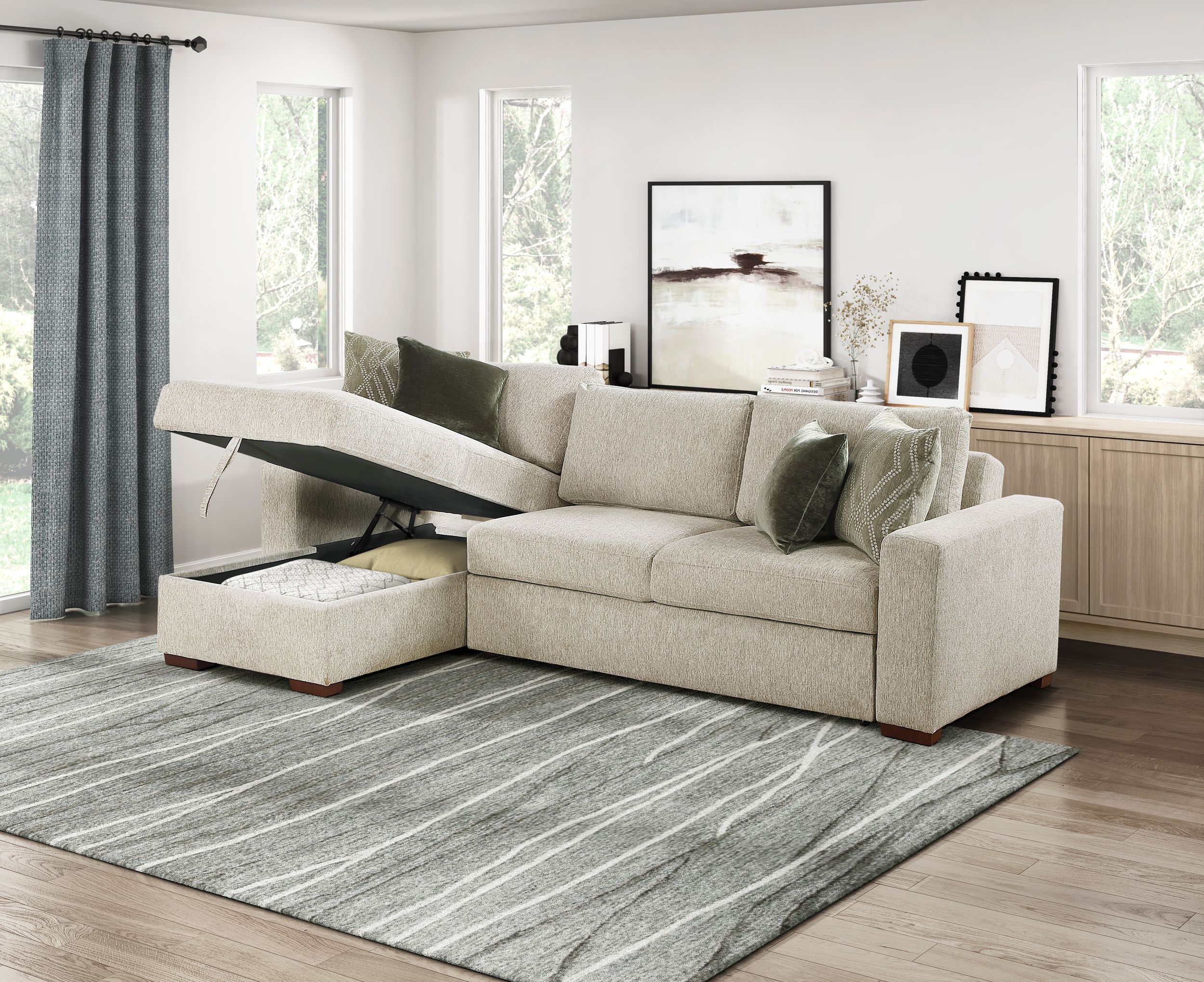 Isla Microfiber 2-Piece Modular Sectional Sofa with Reversible Chaise