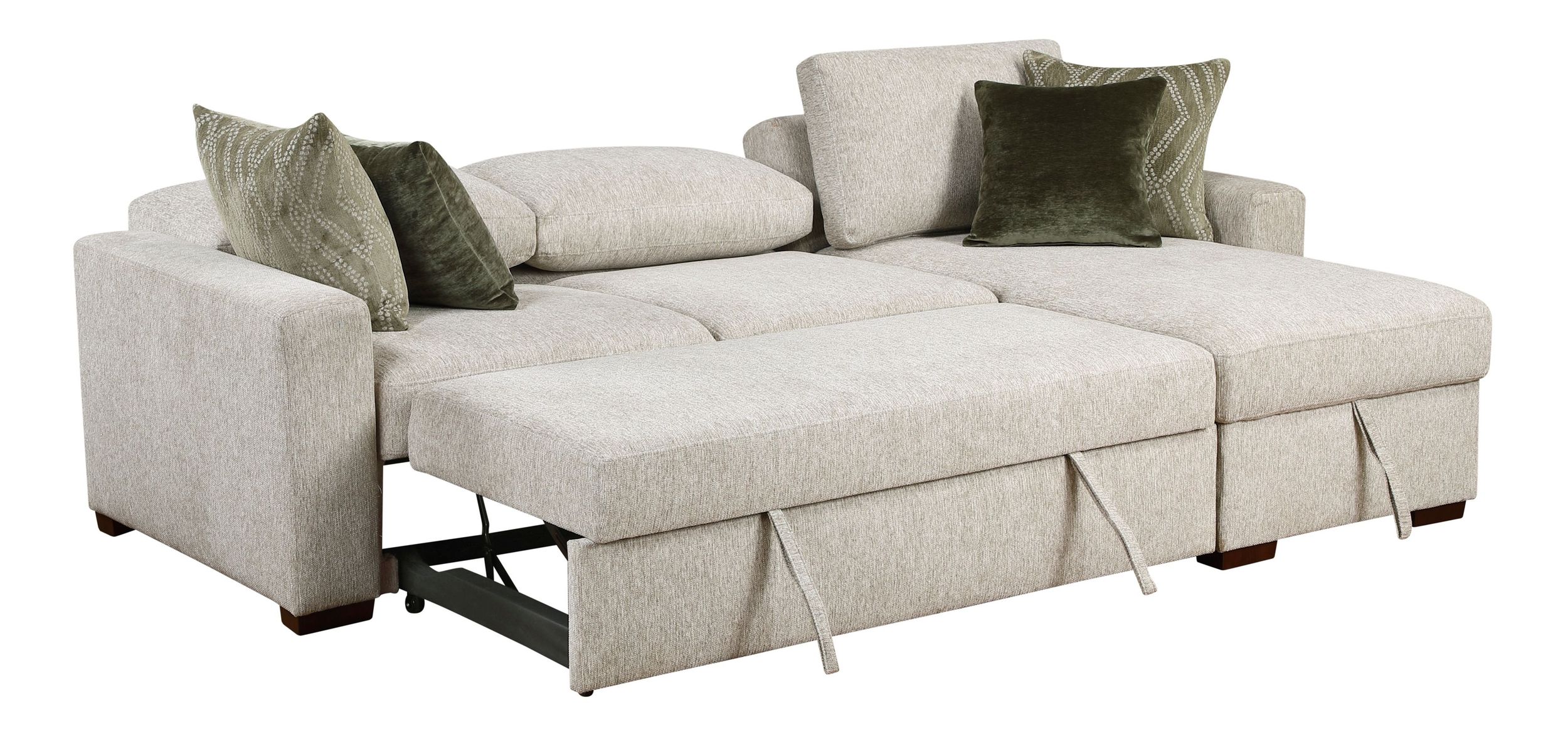 Isla Microfiber 2-Piece Modular Sectional Sofa with Reversible Chaise & Pull-Out Bed