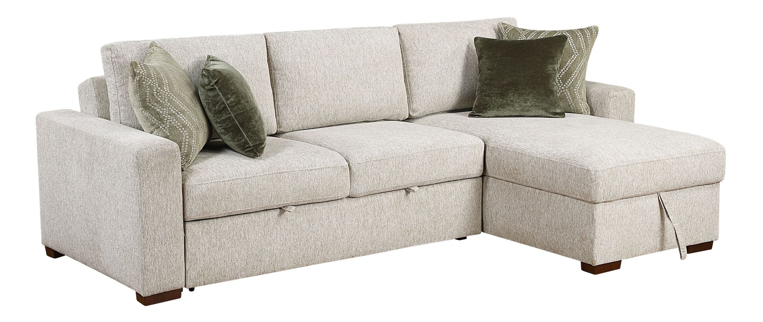 Isla Microfiber 2-Piece Modular Sectional Sofa with Reversible Chaise & Pull-out Bed