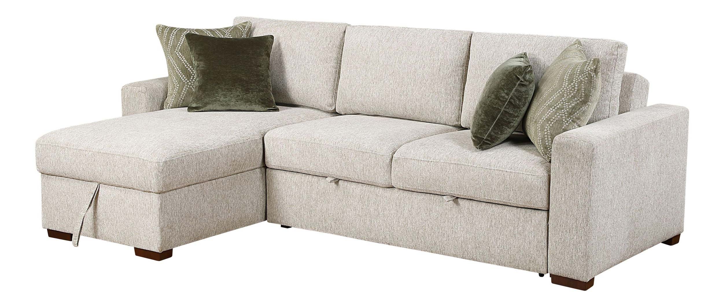 Isla Microfiber 2-Piece Modular Sectional Sofa with Reversible Chaise & Pull-out Bed