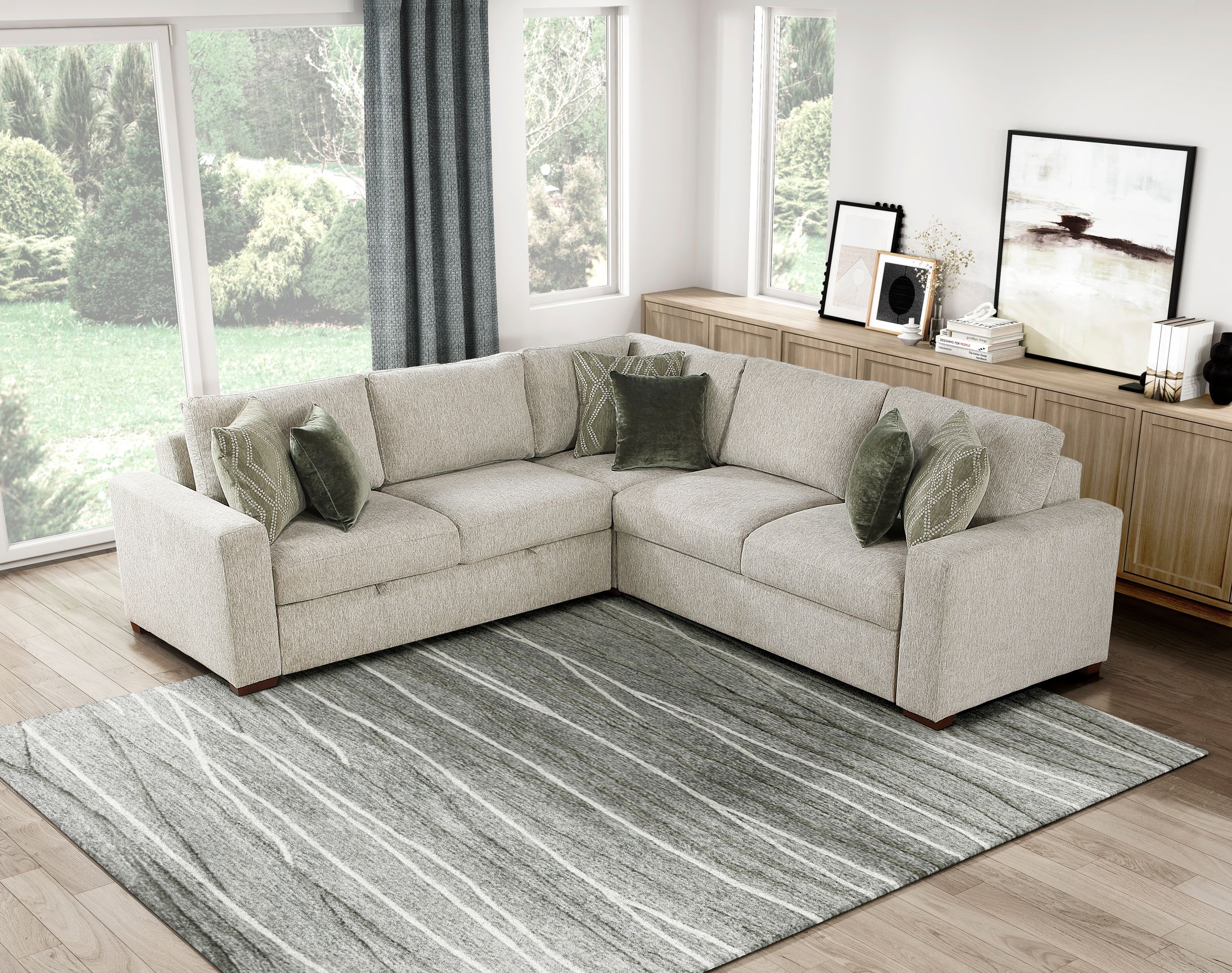 Isla U-Shaped Microfiber 3-Piece Double Chaise Modular Sectional