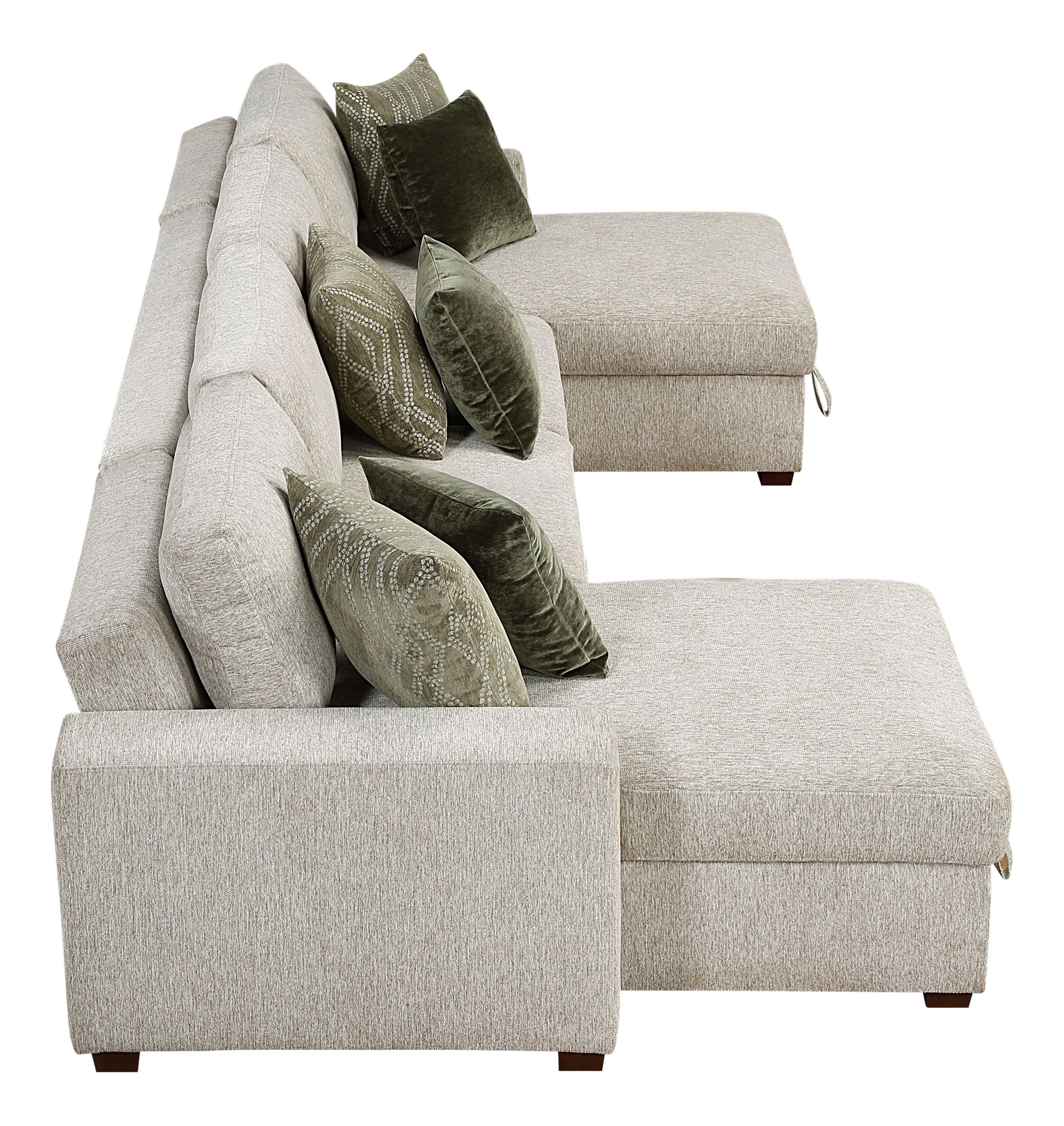 Isla U-Shaped Microfiber 3-Piece Double Chaise Modular Sectional