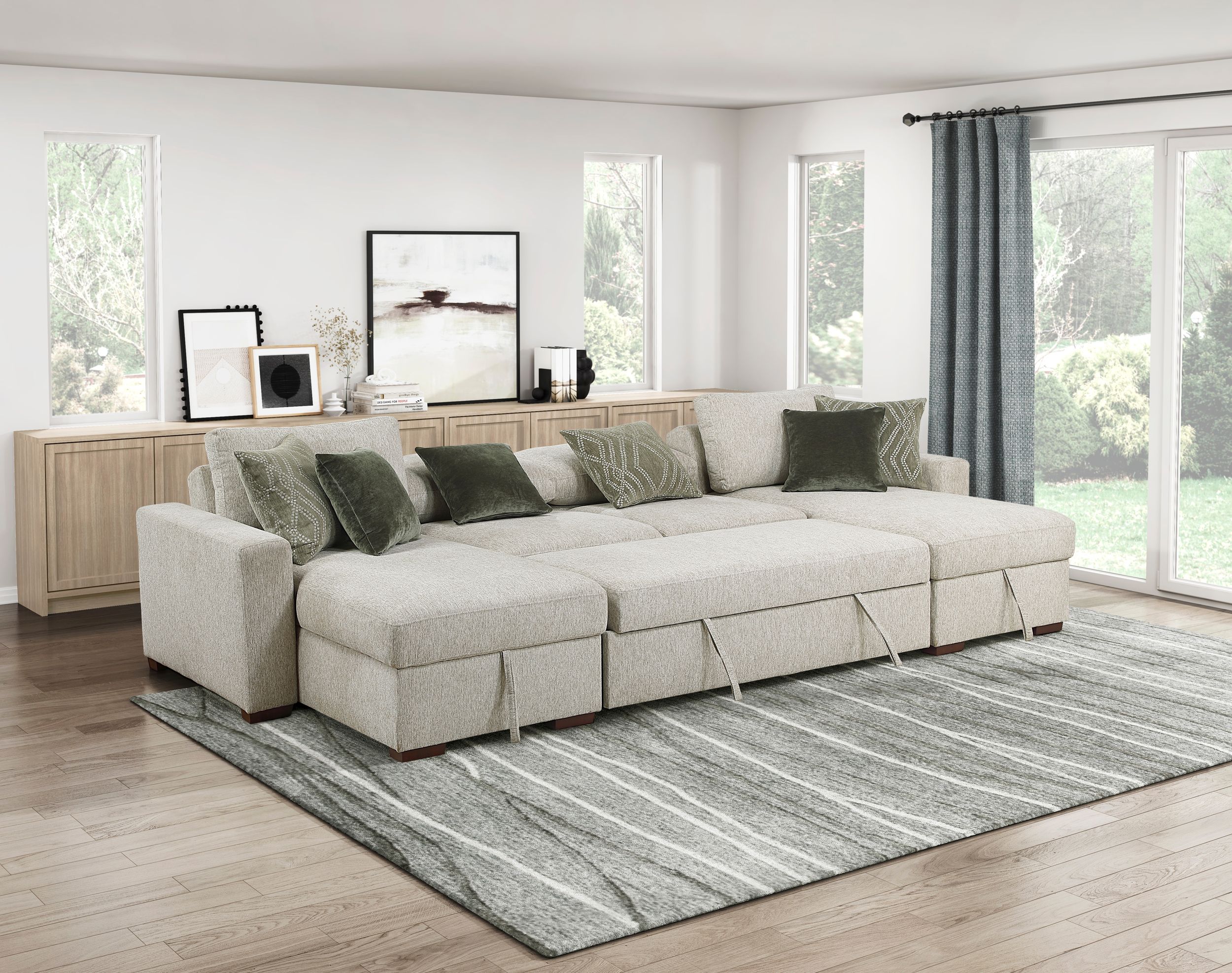 Isla L-Shaped Microfiber 3-Piece Modular Sectional with Pull-out Bed