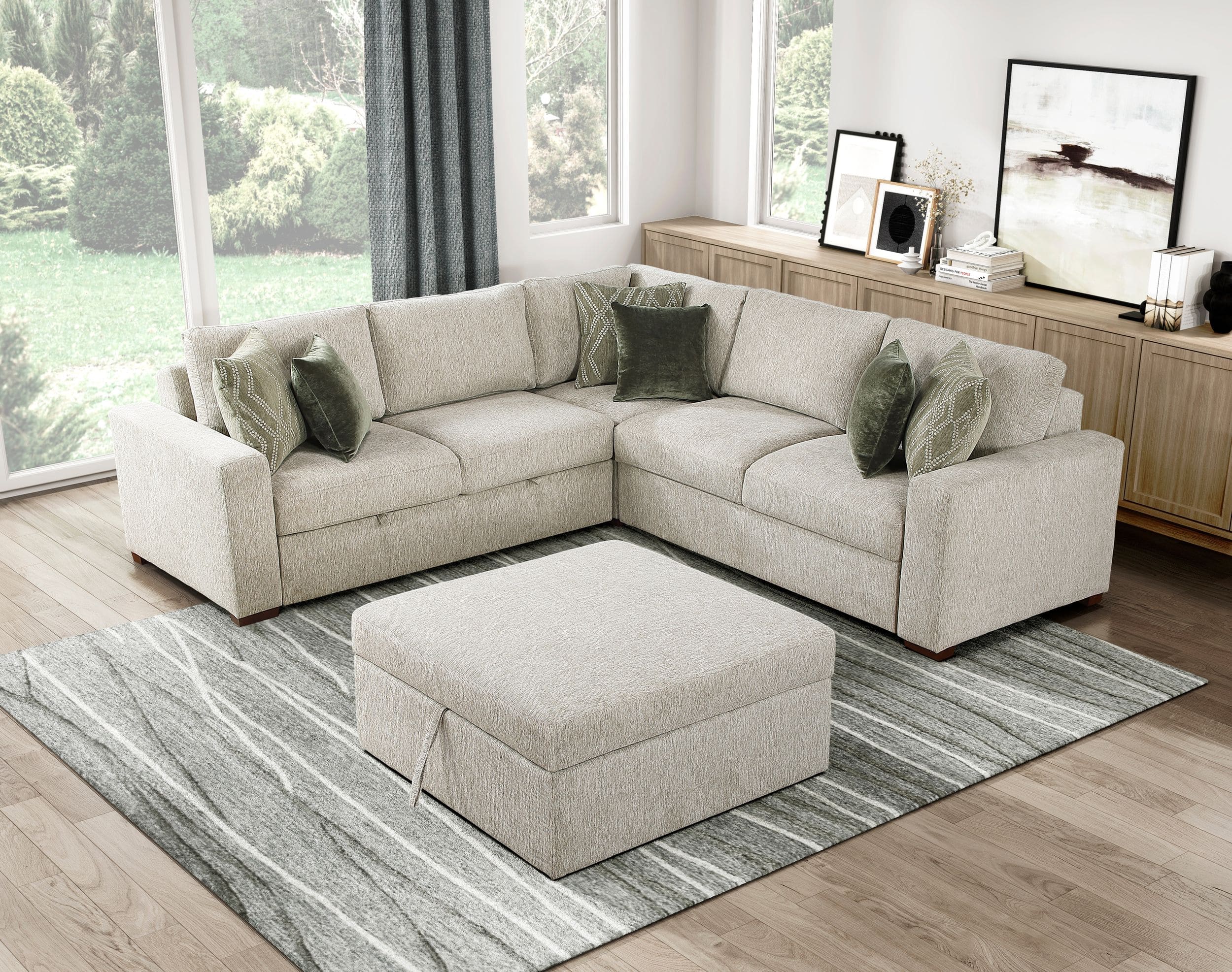 Isla U-Shaped Microfiber 3-Piece Double Chaise Modular Sectional