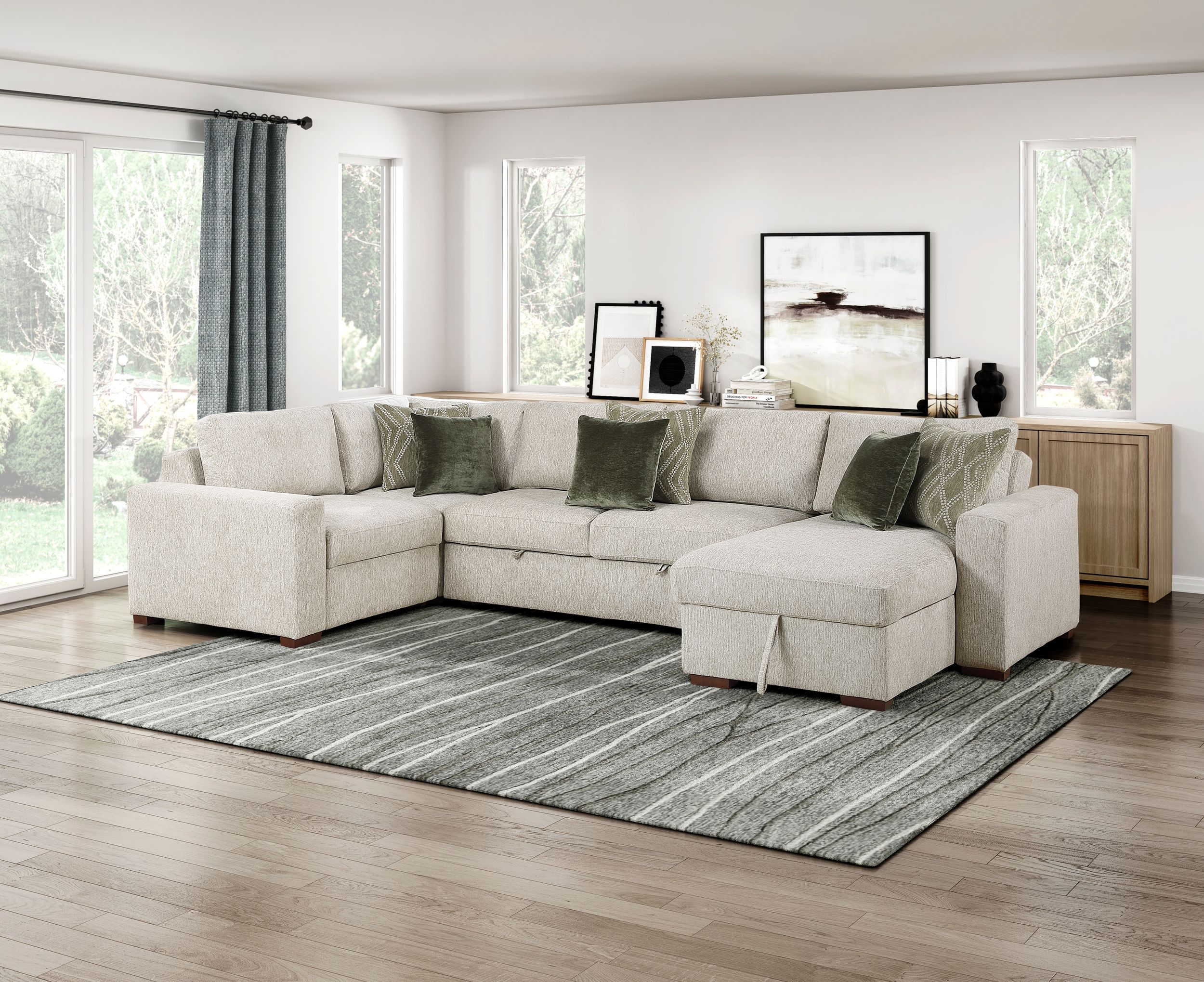 Isla U-Shaped Microfiber 3-Piece Double Chaise Modular Sectional