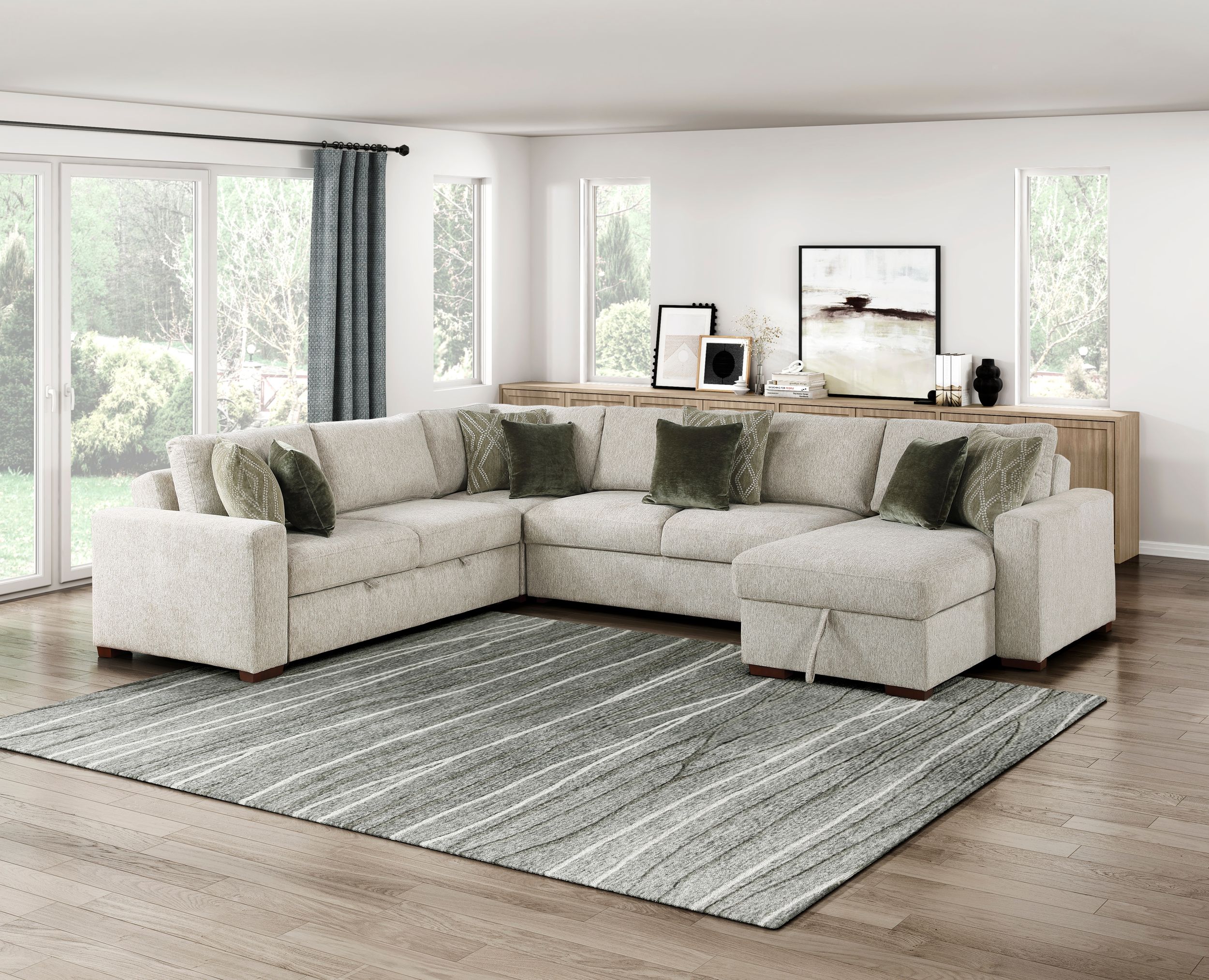 Isla L-Shaped Microfiber 3-Piece Modular Sectional with Pull-out Bed