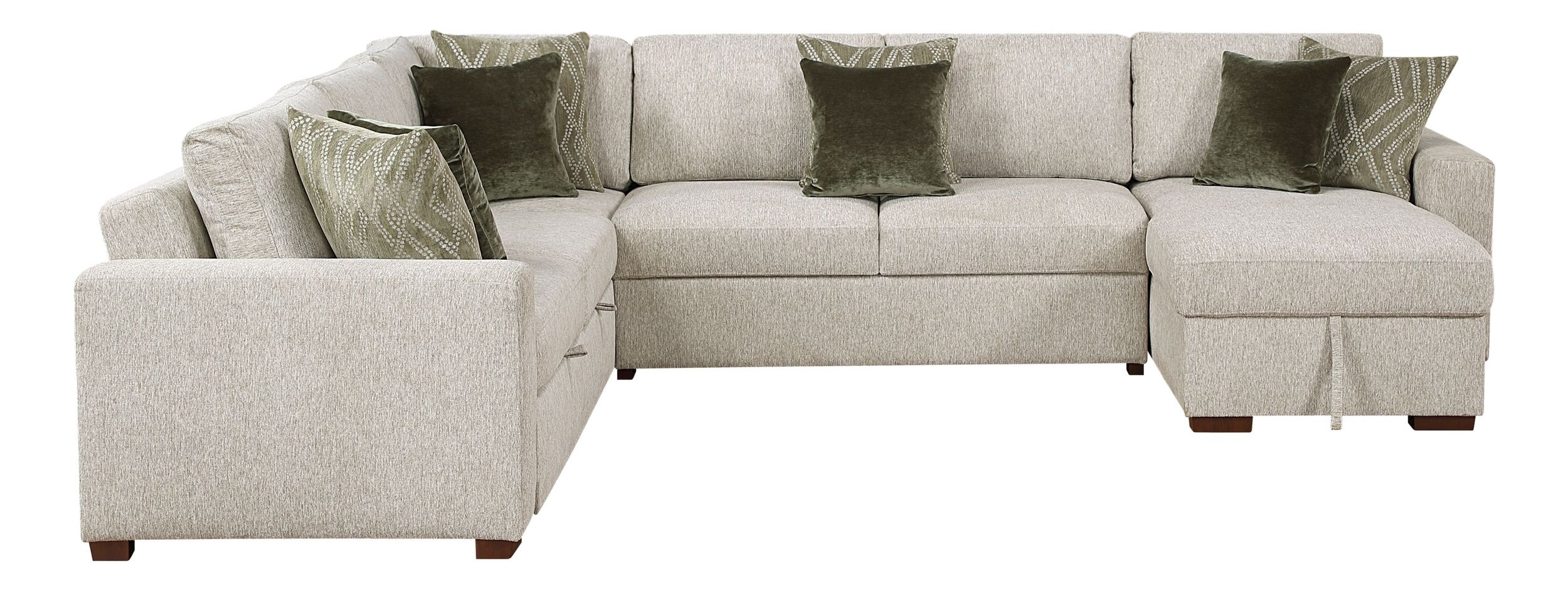 Isla U-Shaped Microfiber 4-Piece Modular Sectional with Reversible Chaise & Pull-out Bed