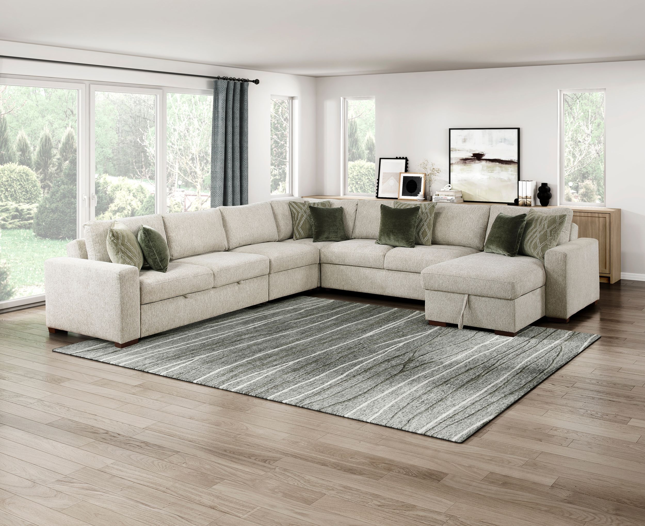 Isla L-Shaped Microfiber 3-Piece Modular Sectional with Pull-out Bed