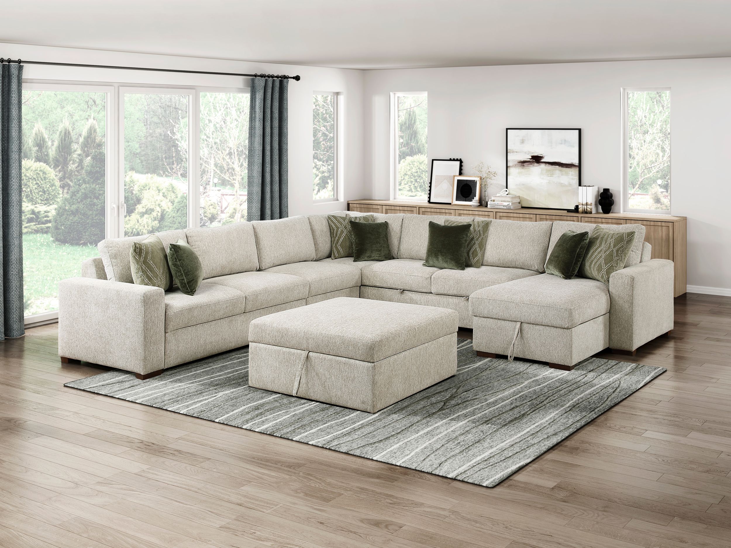 Isla L-Shaped Microfiber 3-Piece Modular Sectional with Pull-out Bed