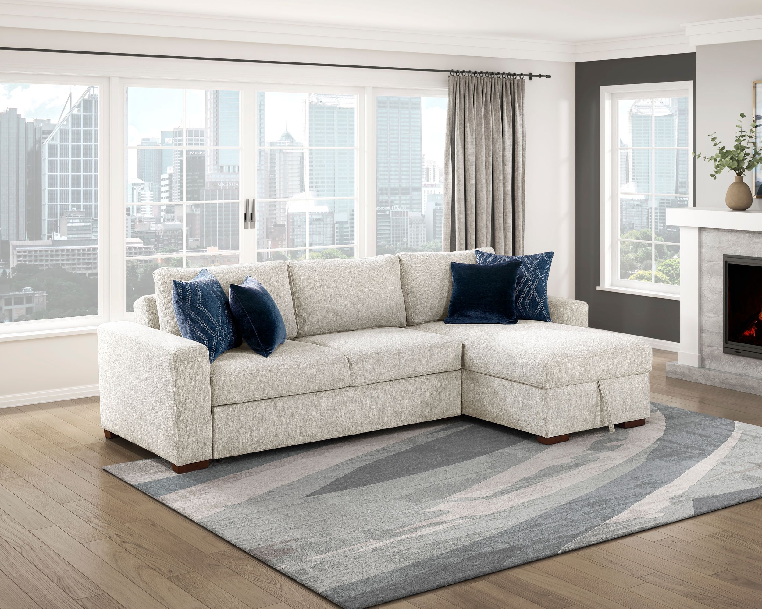 Isla Microfiber 2-Piece Modular Sectional Sofa with Reversible Chaise