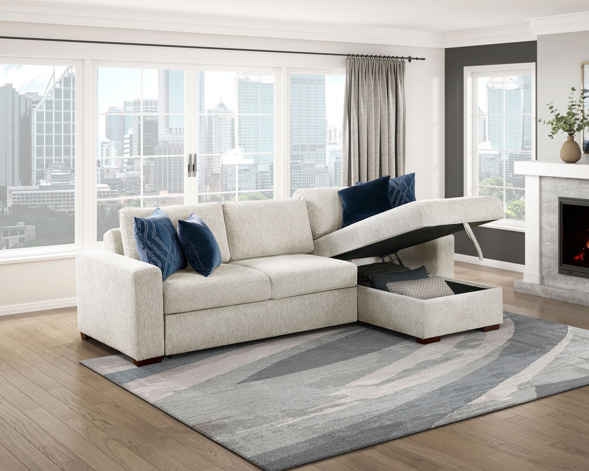 Isla Microfiber 2-Piece Modular Sectional Sofa with Reversible Chaise