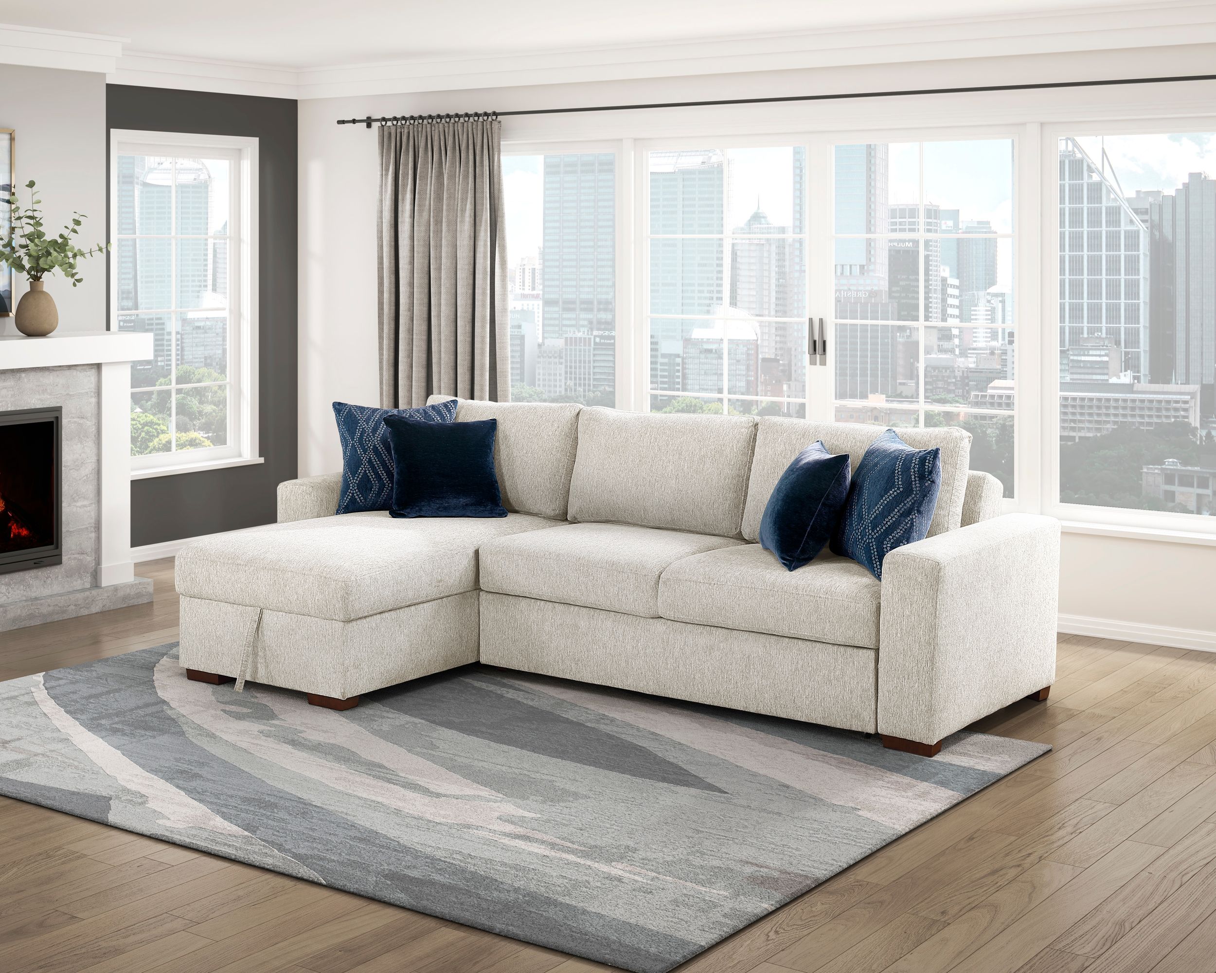 Isla Microfiber 2-Piece Modular Sectional Sofa with Reversible Chaise