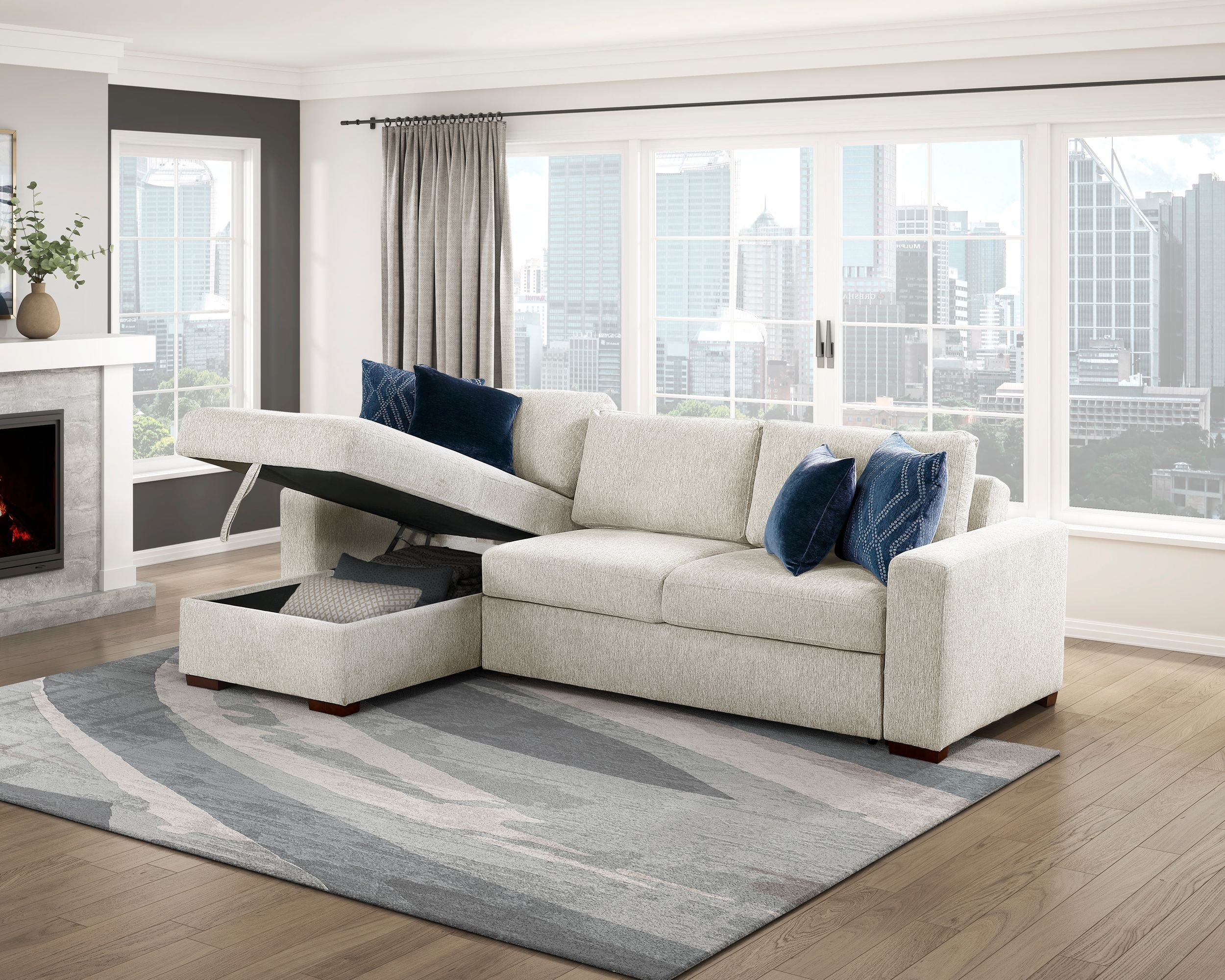 Isla Microfiber 2-Piece Modular Sectional Sofa with Reversible Chaise