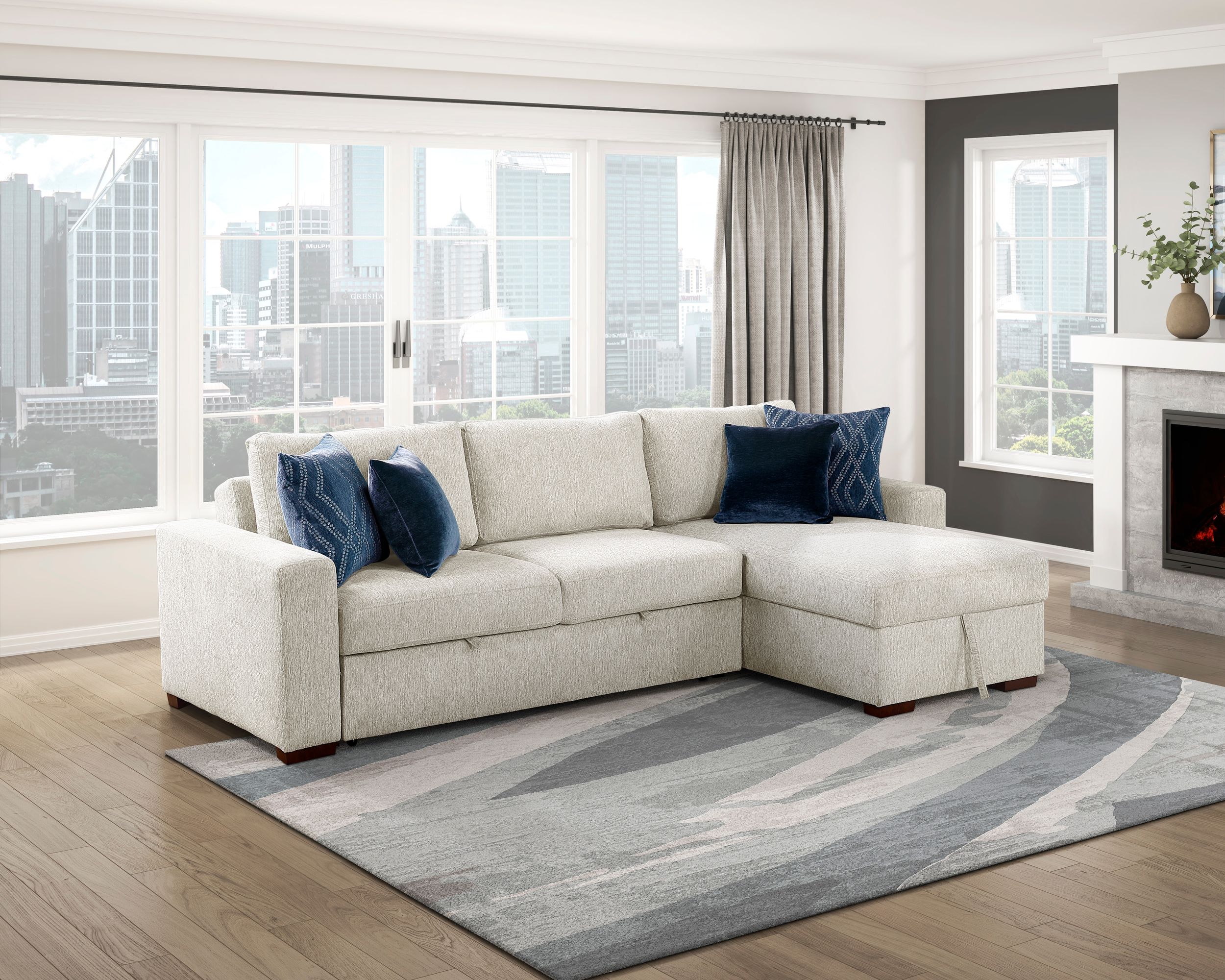 Isla U-Shaped Microfiber 3-Piece Double Chaise Modular Sectional