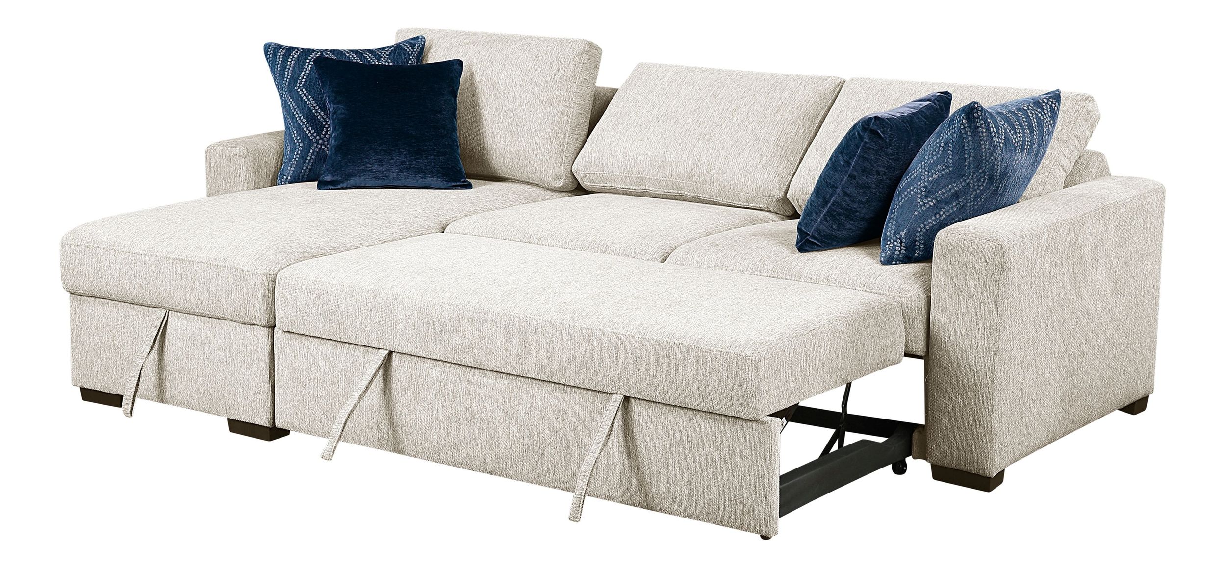 Isla Microfiber 2-Piece Modular Sectional Sofa with Reversible Chaise & Pull-out Bed