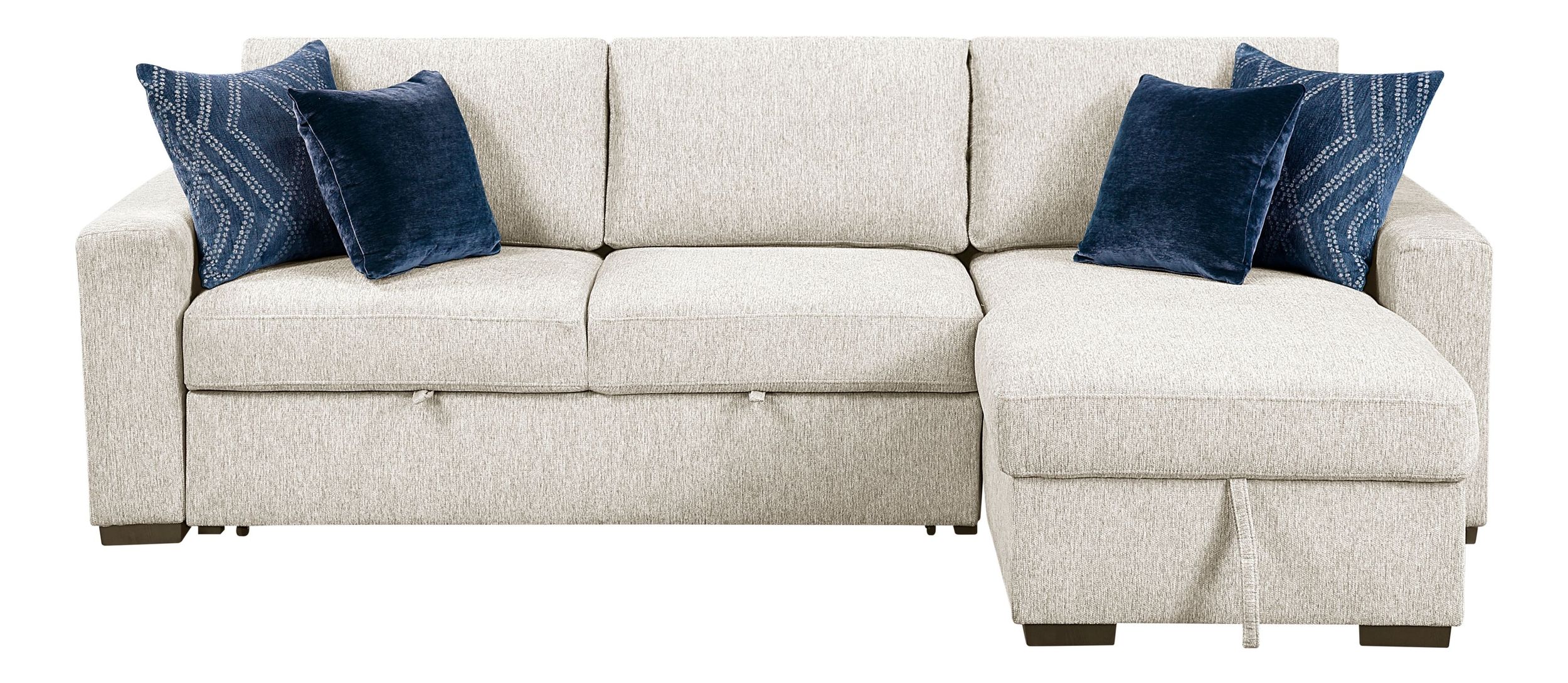 Isla Microfiber 2-Piece Modular Sectional Sofa with Reversible Chaise & Pull-out Bed