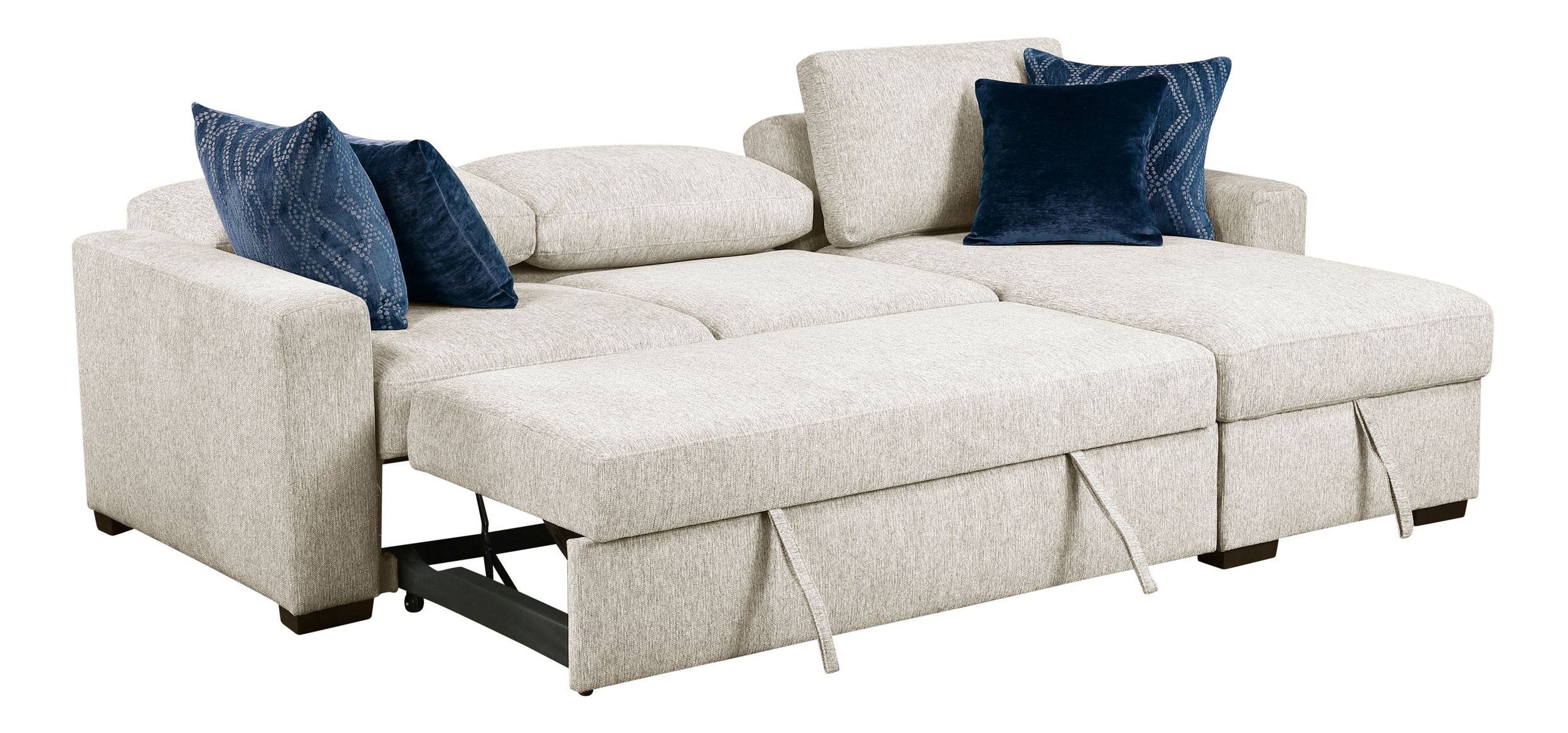 Isla Microfiber 2-Piece Modular Sectional Sofa with Reversible Chaise & Pull-out Bed