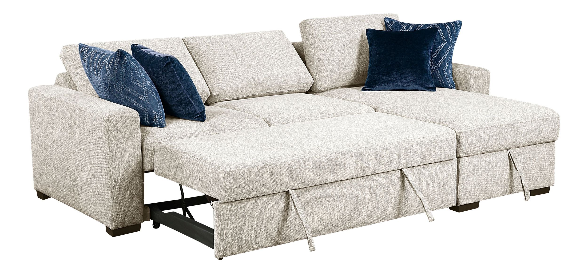 Isla Microfiber 2-Piece Modular Sectional Sofa with Reversible Chaise & Pull-out Bed