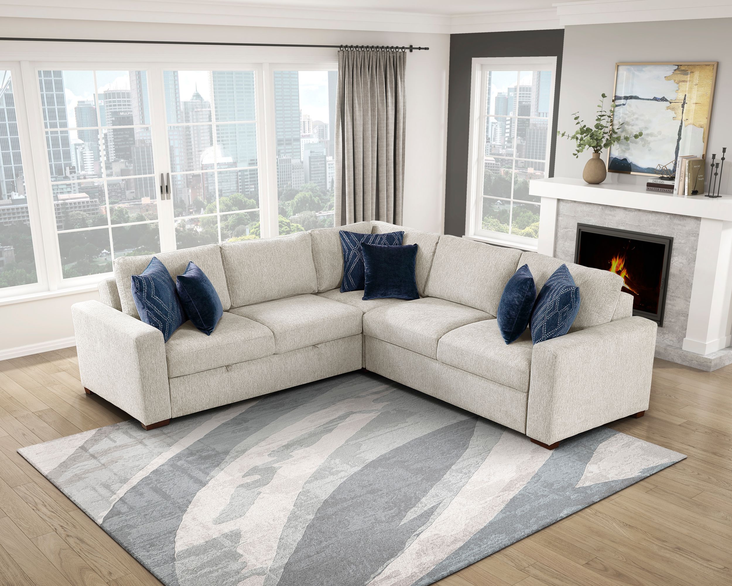 Isla U-Shaped Microfiber 3-Piece Double Chaise Modular Sectional