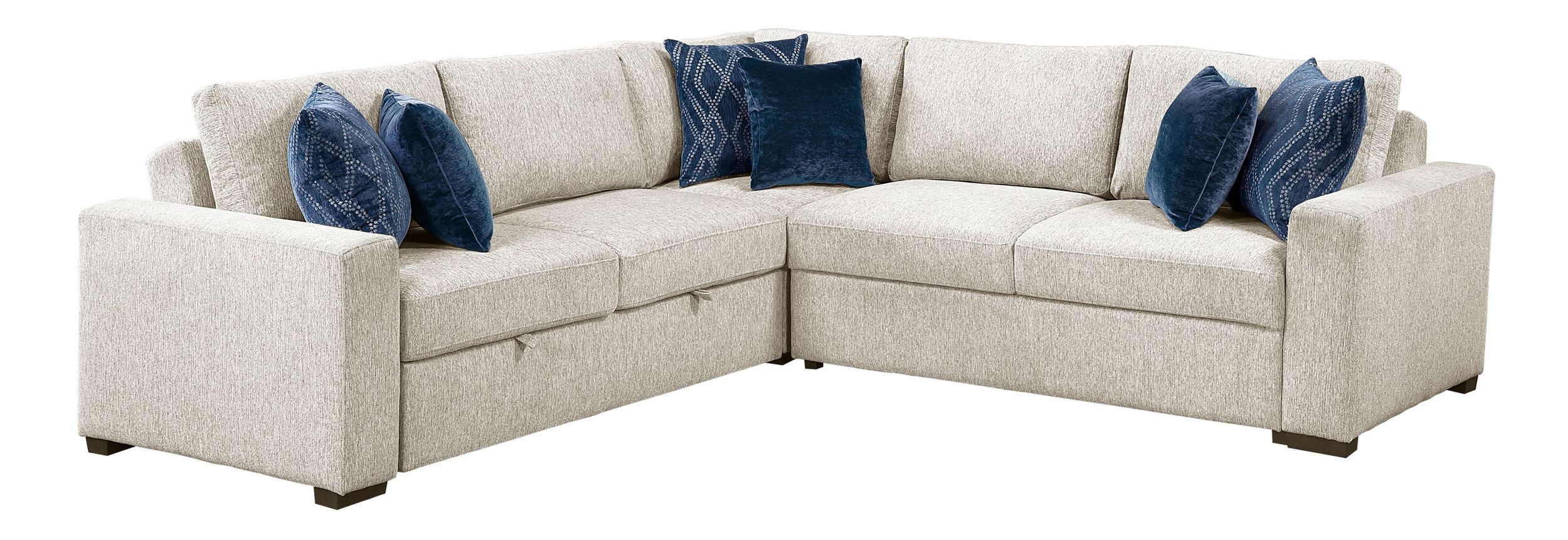 Isla L-Shaped Microfiber 3-Piece Modular Sectional with Pull-out Bed
