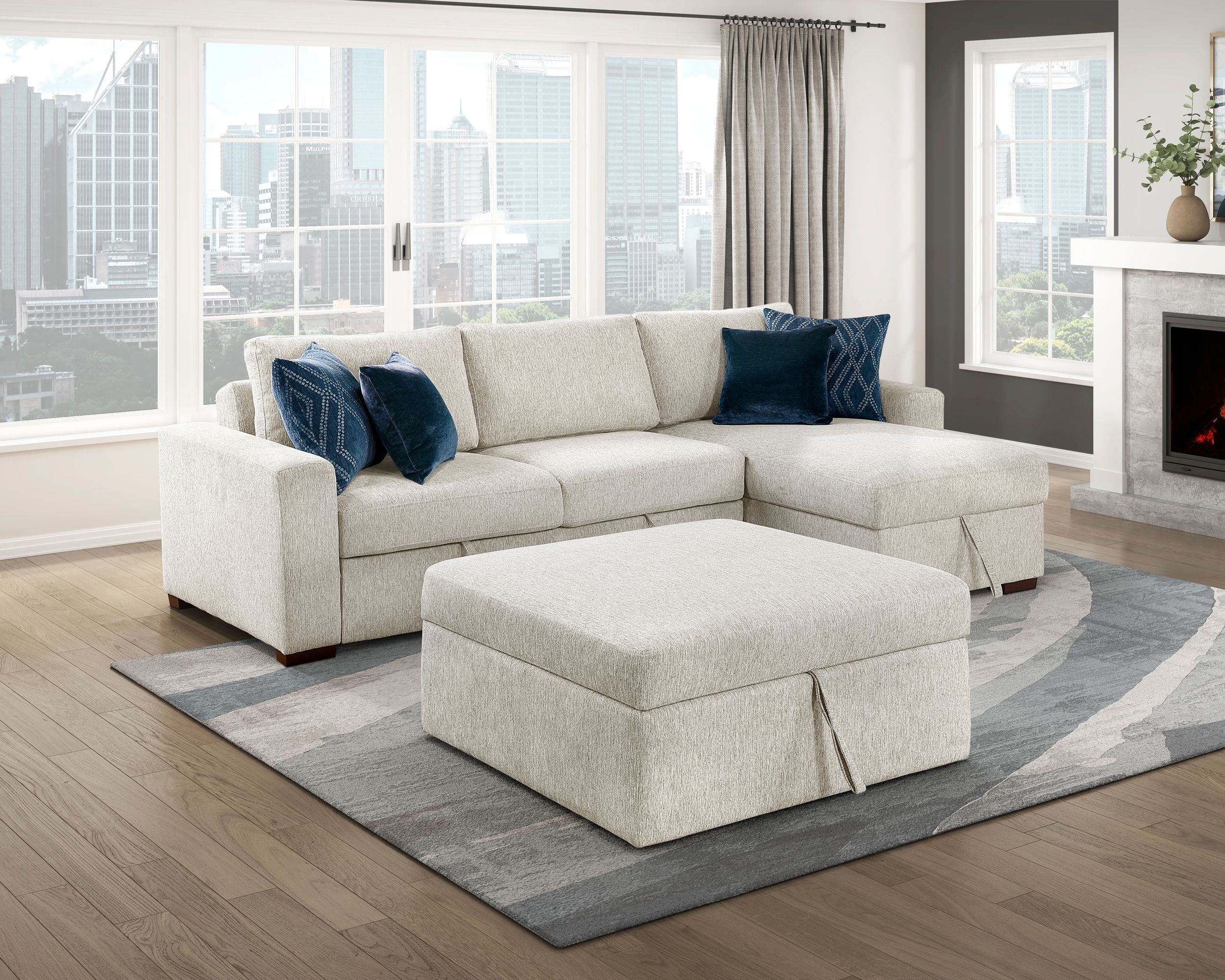 Isla L-Shaped Microfiber 3-Piece Modular Sectional with Pull-out Bed