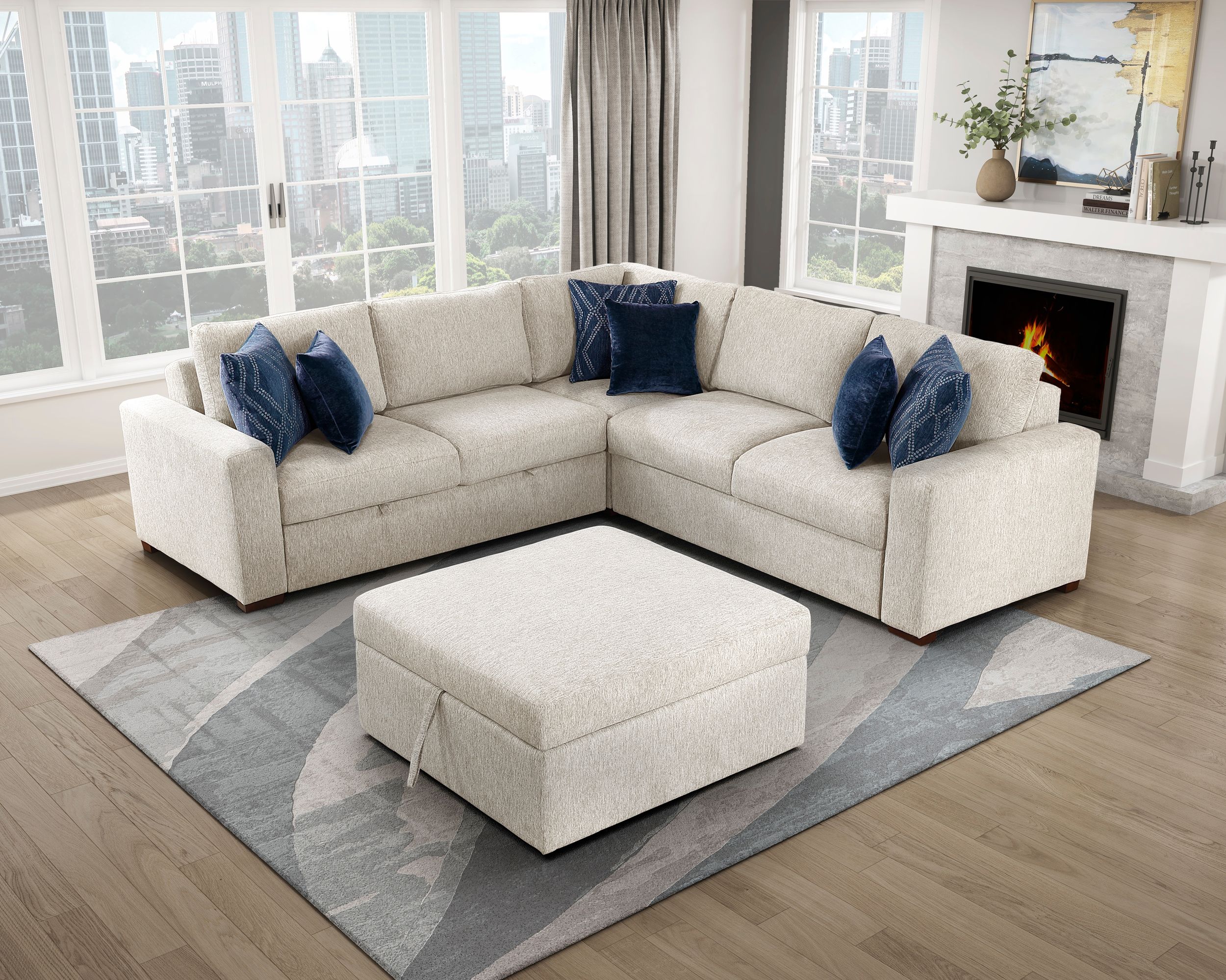 Isla U-Shaped Microfiber 3-Piece Double Chaise Modular Sectional