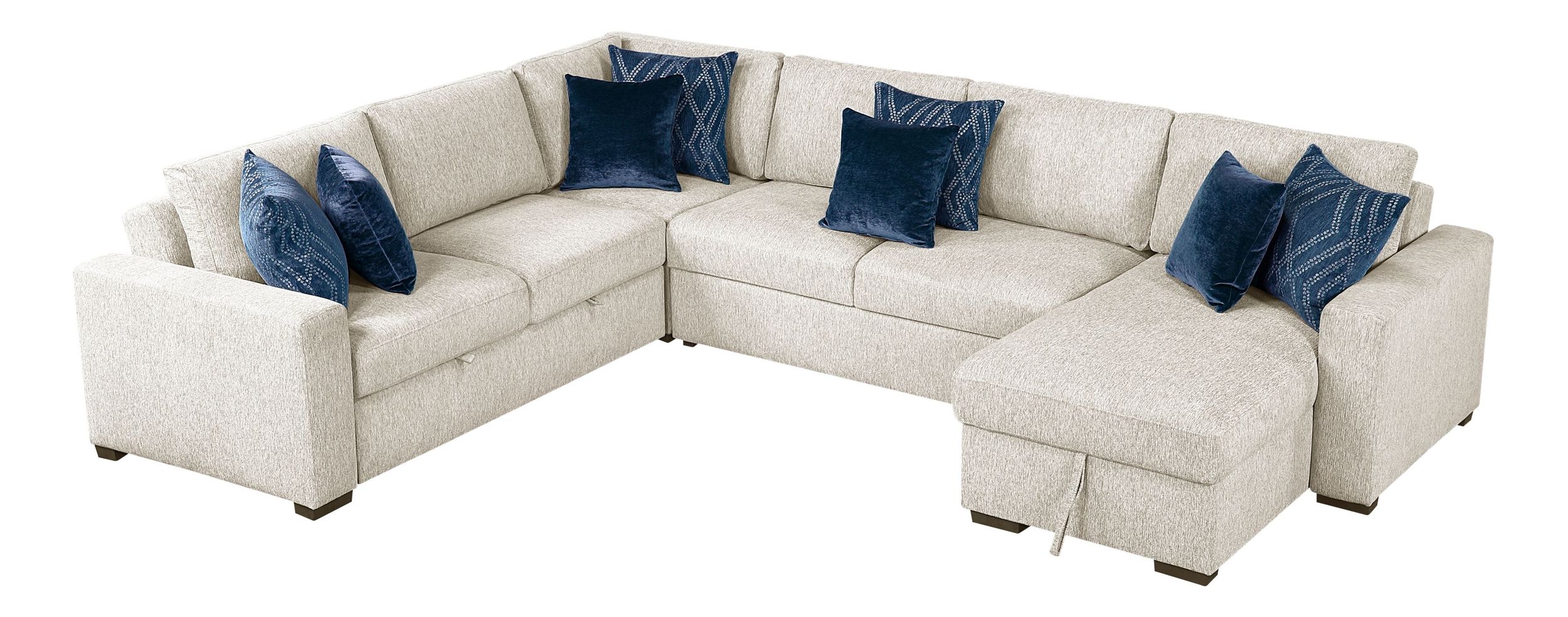 Isla U-Shaped Microfiber 4-Piece Modular Sectional with Reversible Chaise & Pull-out Bed
