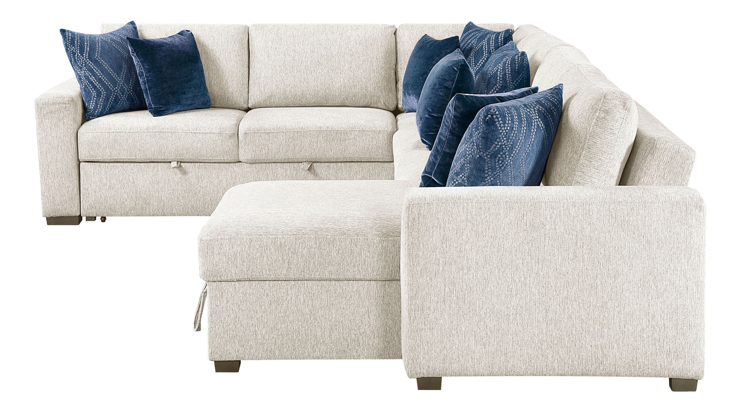 Isla U-Shaped Microfiber 4-Piece Modular Sectional with Reversible Chaise & Pull-out Bed
