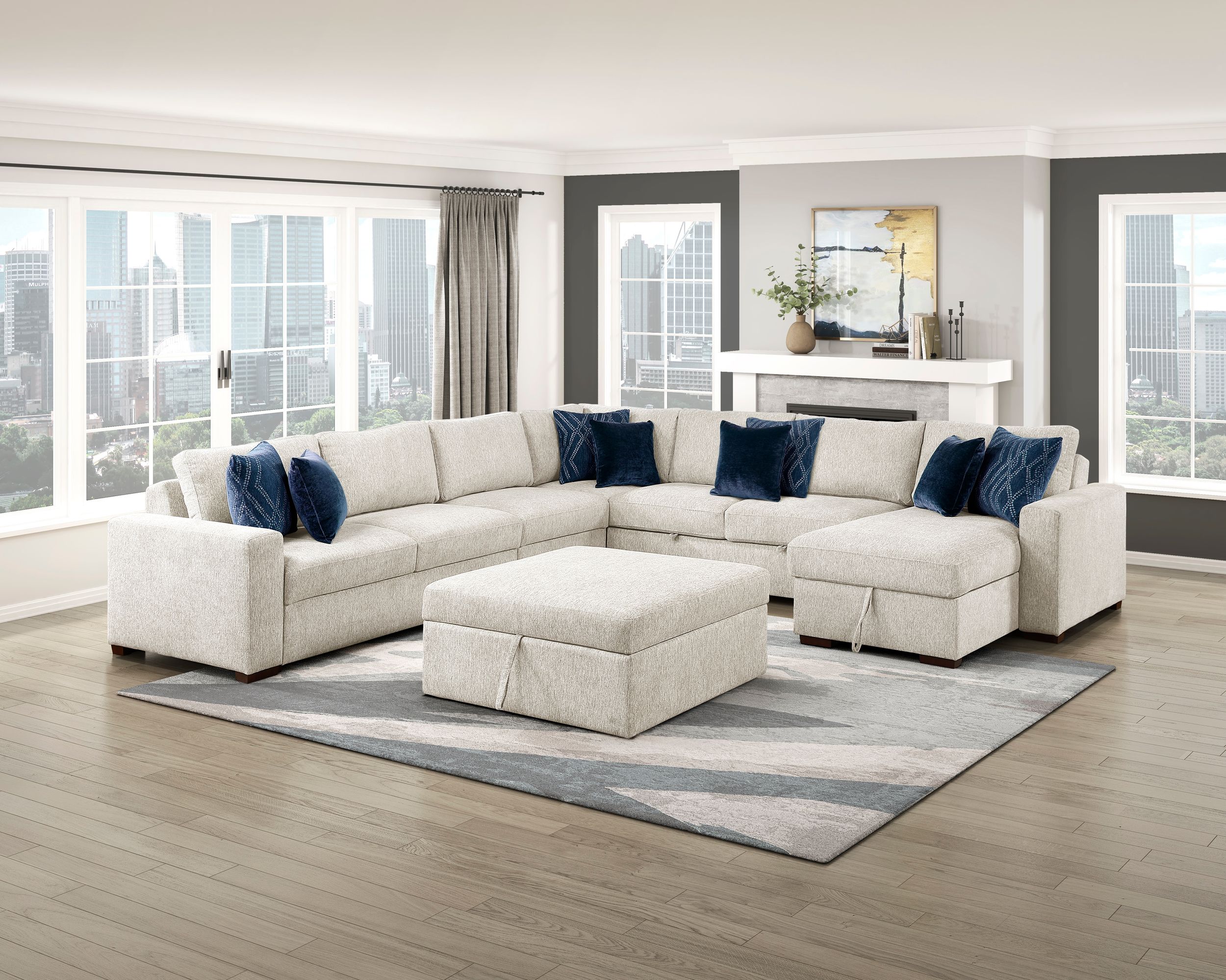 Isla L-Shaped Microfiber 3-Piece Modular Sectional with Pull-out Bed
