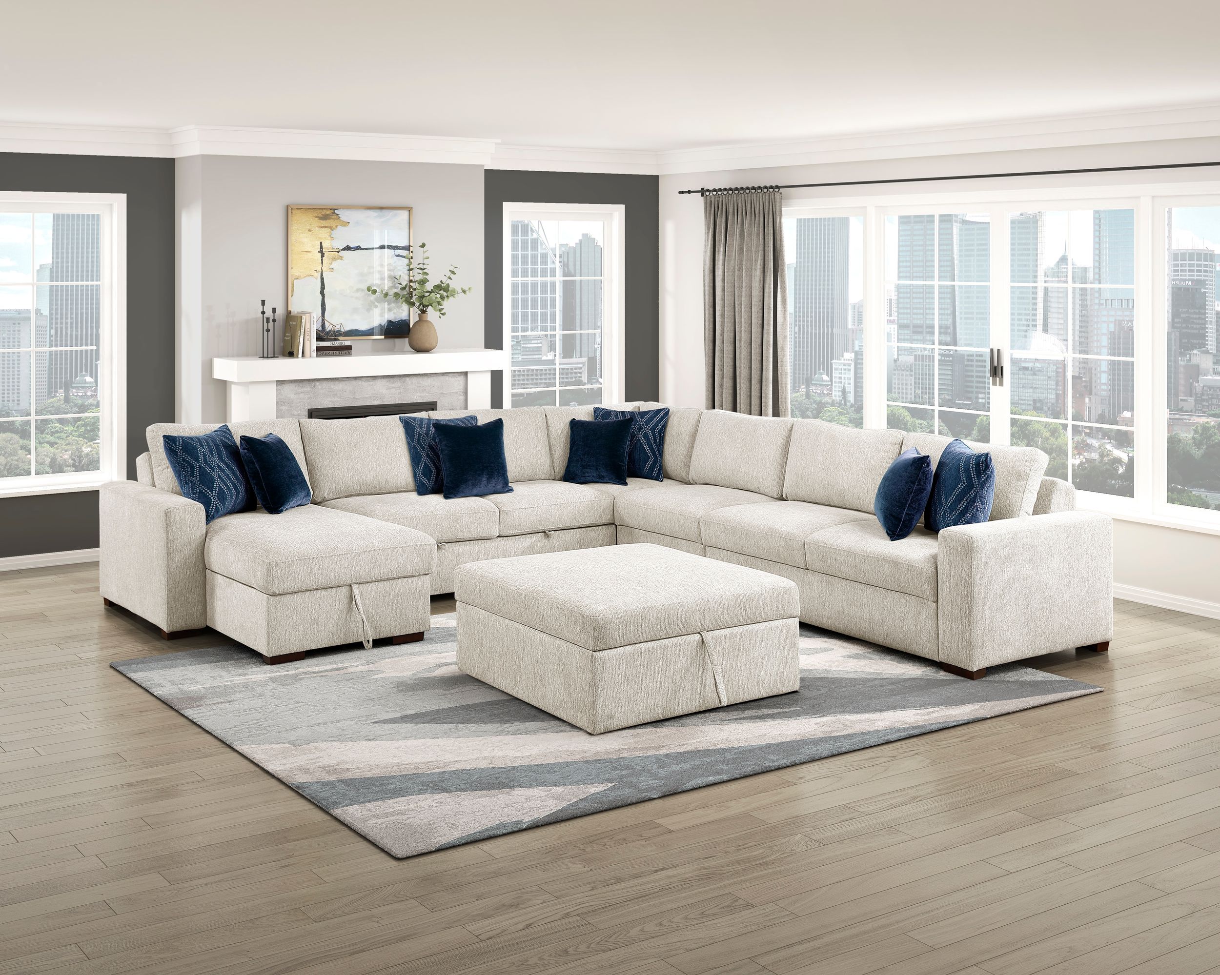 Isla L-Shaped Microfiber 3-Piece Modular Sectional with Pull-out Bed