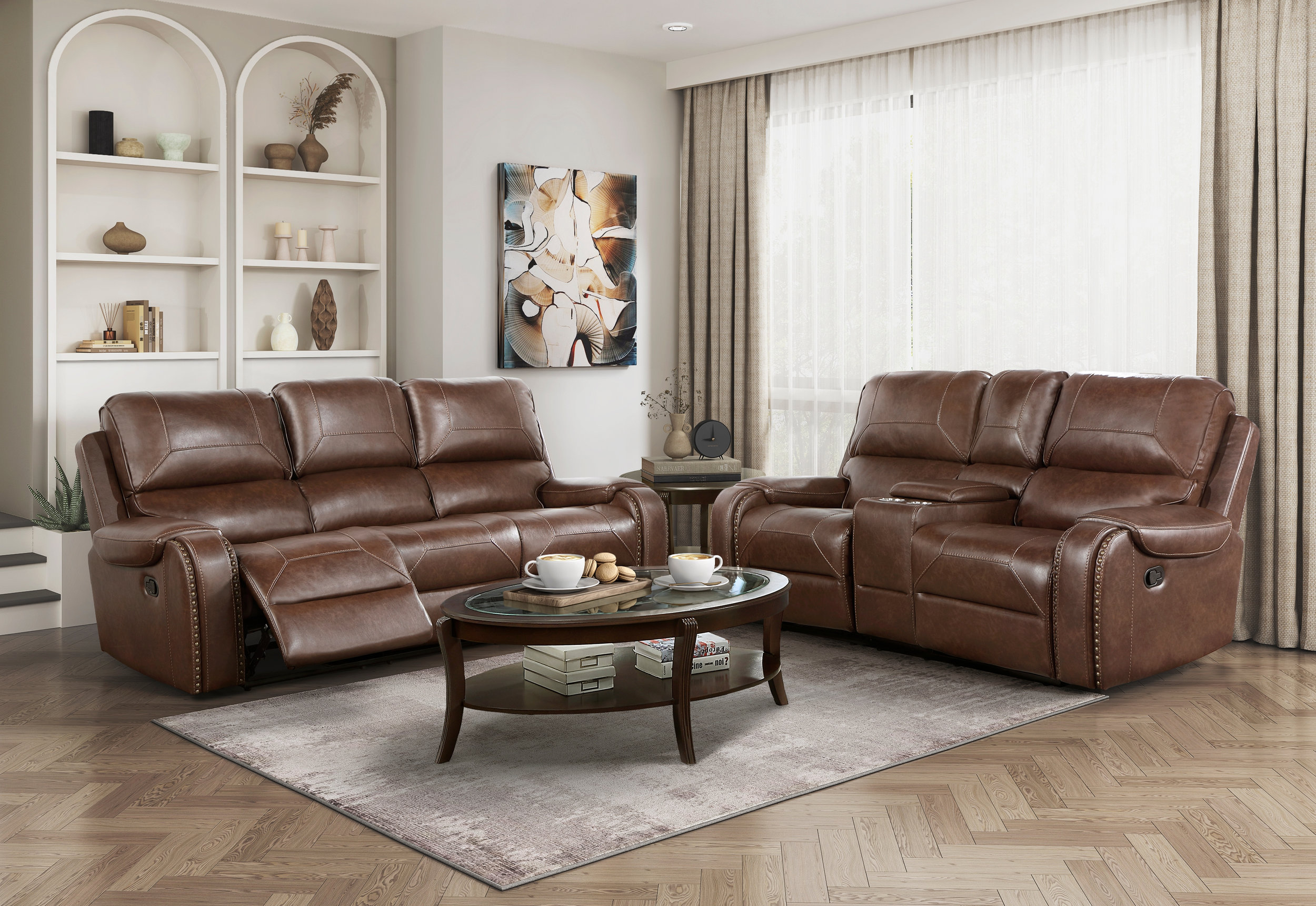 Newnan Faux Leather Double Reclining Sofa