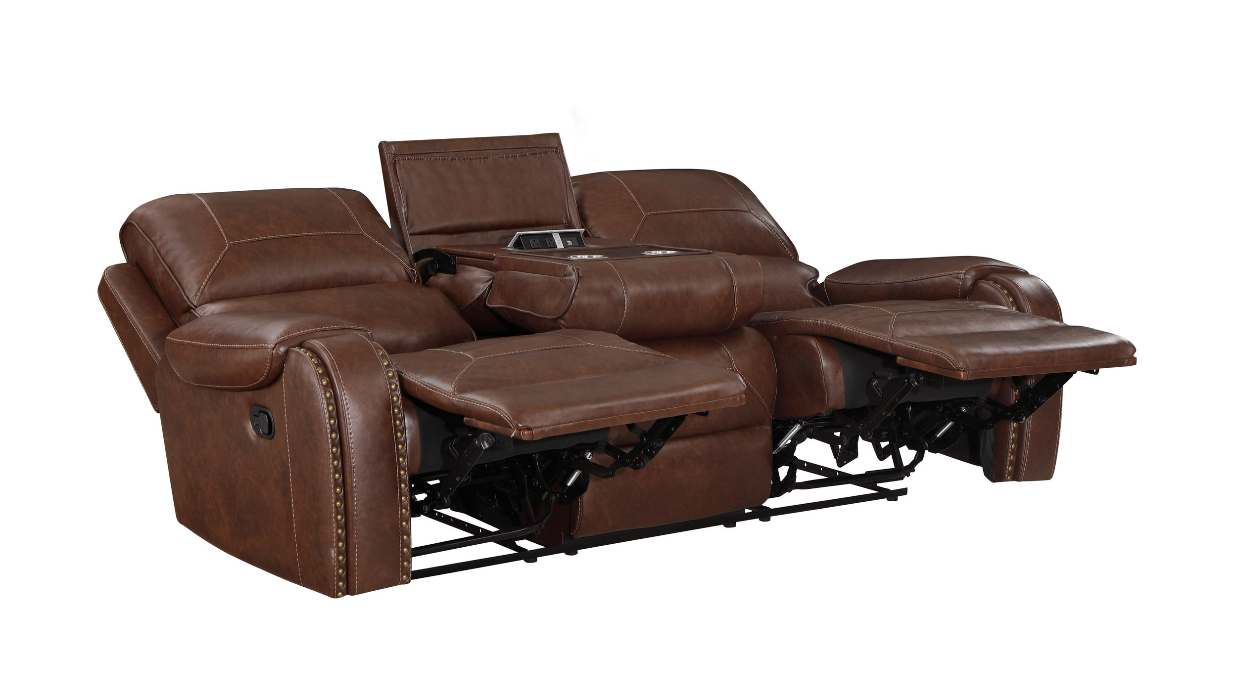 Newnan Faux Leather Double Reclining Living Room Set