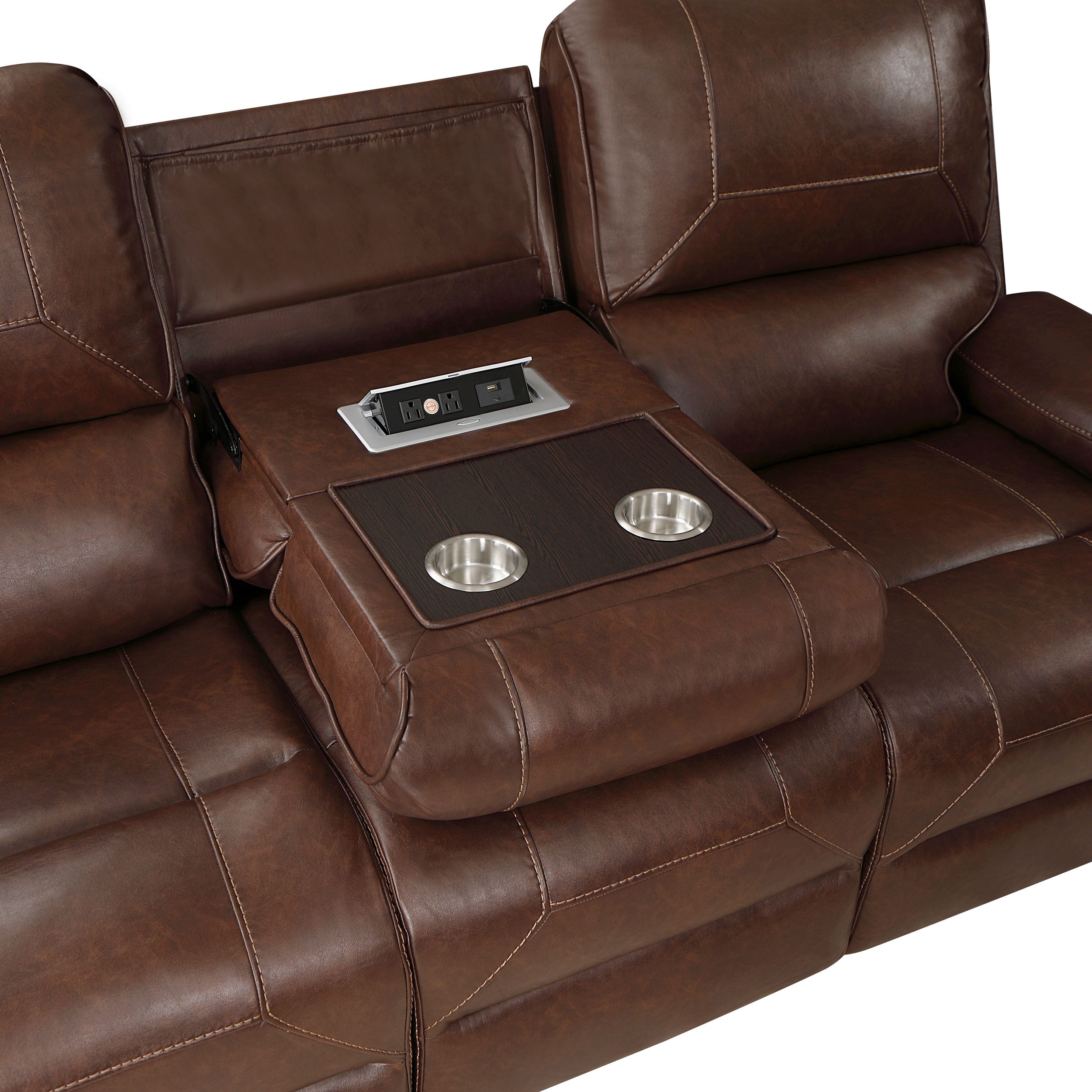 Newnan Faux Leather Double Reclining Living Room Set