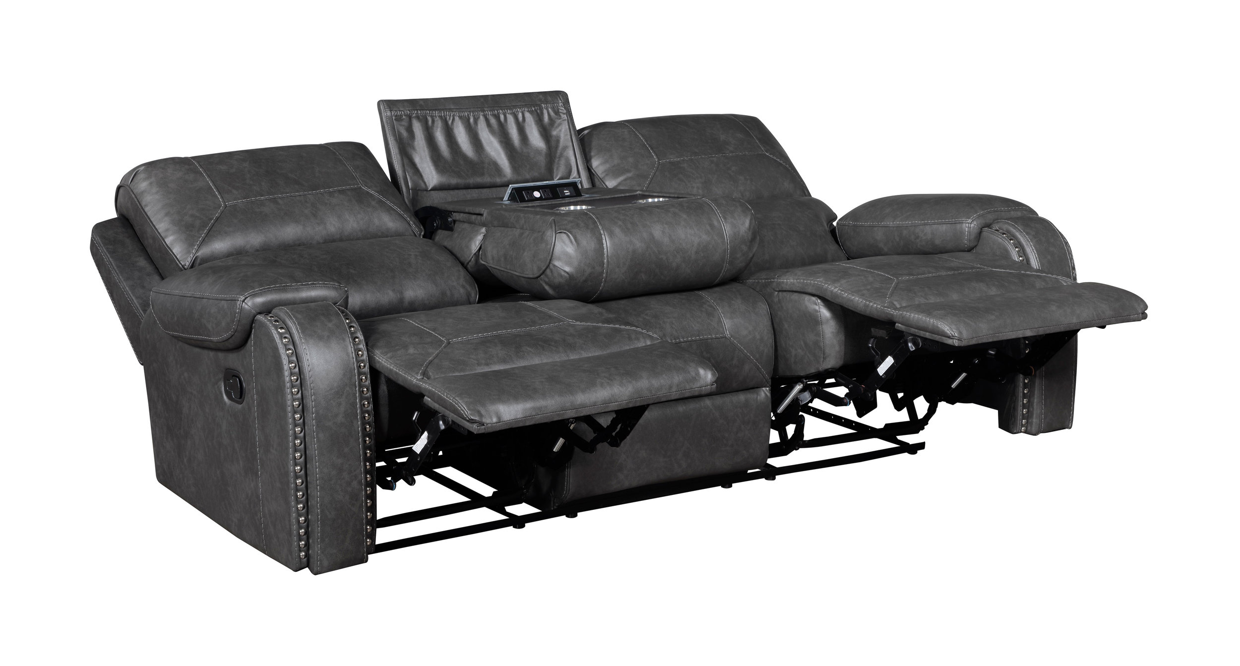Newnan Faux Leather Double Reclining Sofa