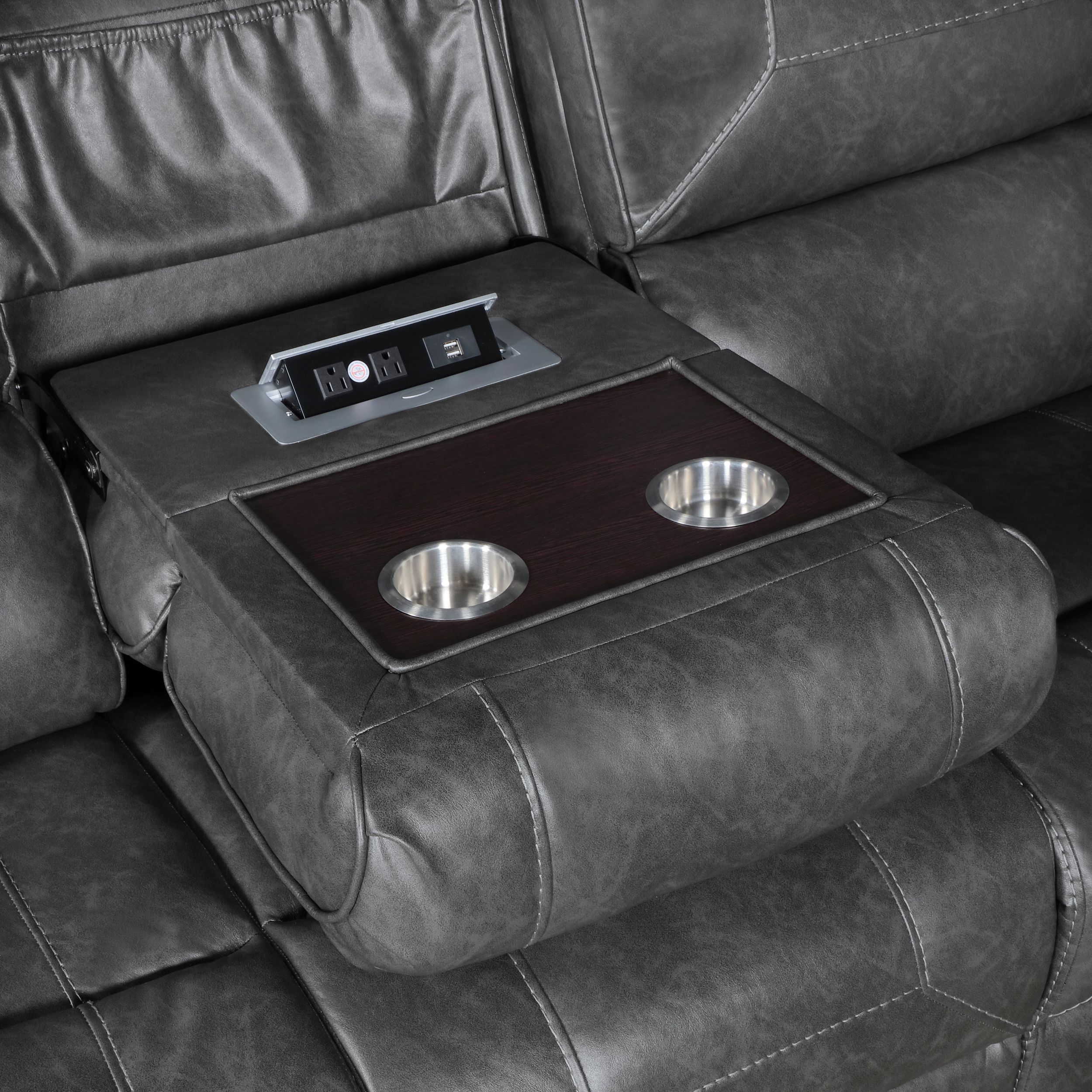 Newnan Faux Leather Double Reclining Living Room Set