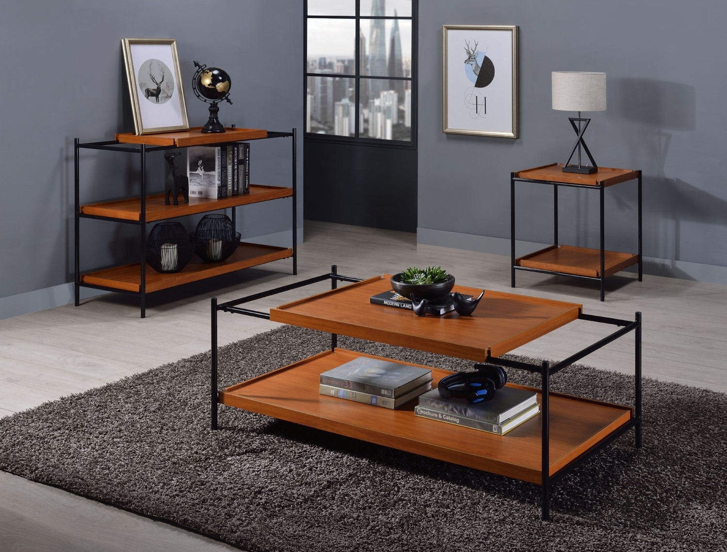 Oaken Wood Rectangular Storage Coffee Table