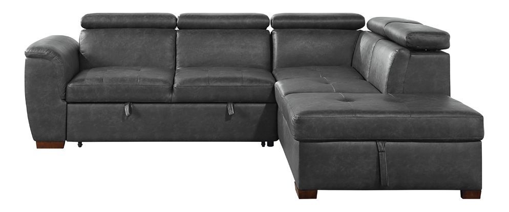 Barre Faux Leather 2‑Piece Sectional with Pull‑out Bed & Right Chaise