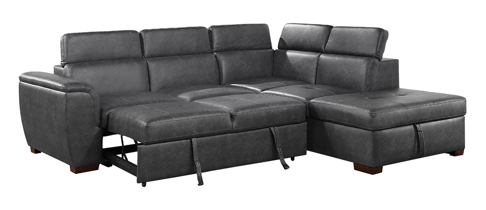 Barre Faux Leather 2‑Piece Sectional with Pull‑out Bed & Right Chaise